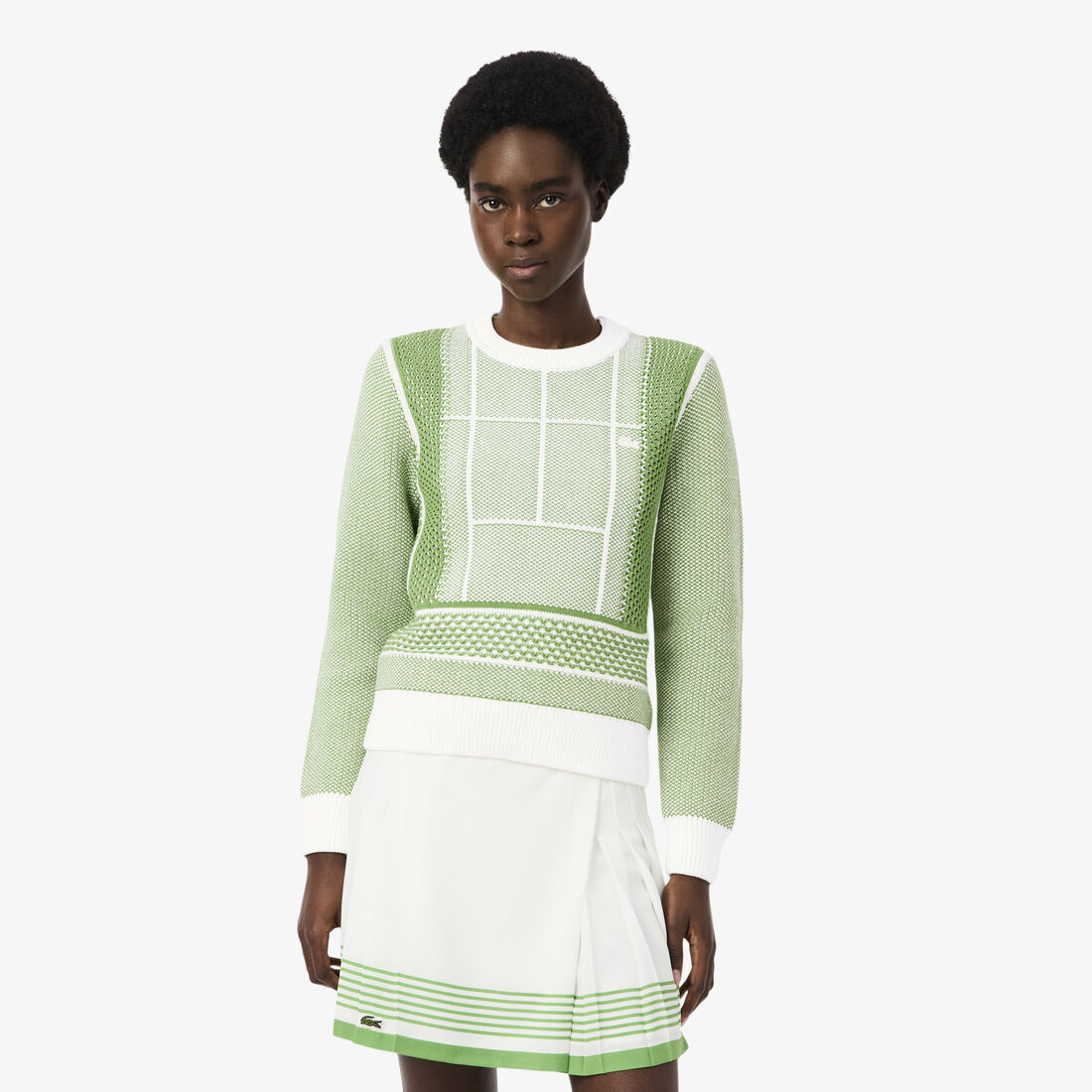 Tennis Court Graphic Jacquard Sweater