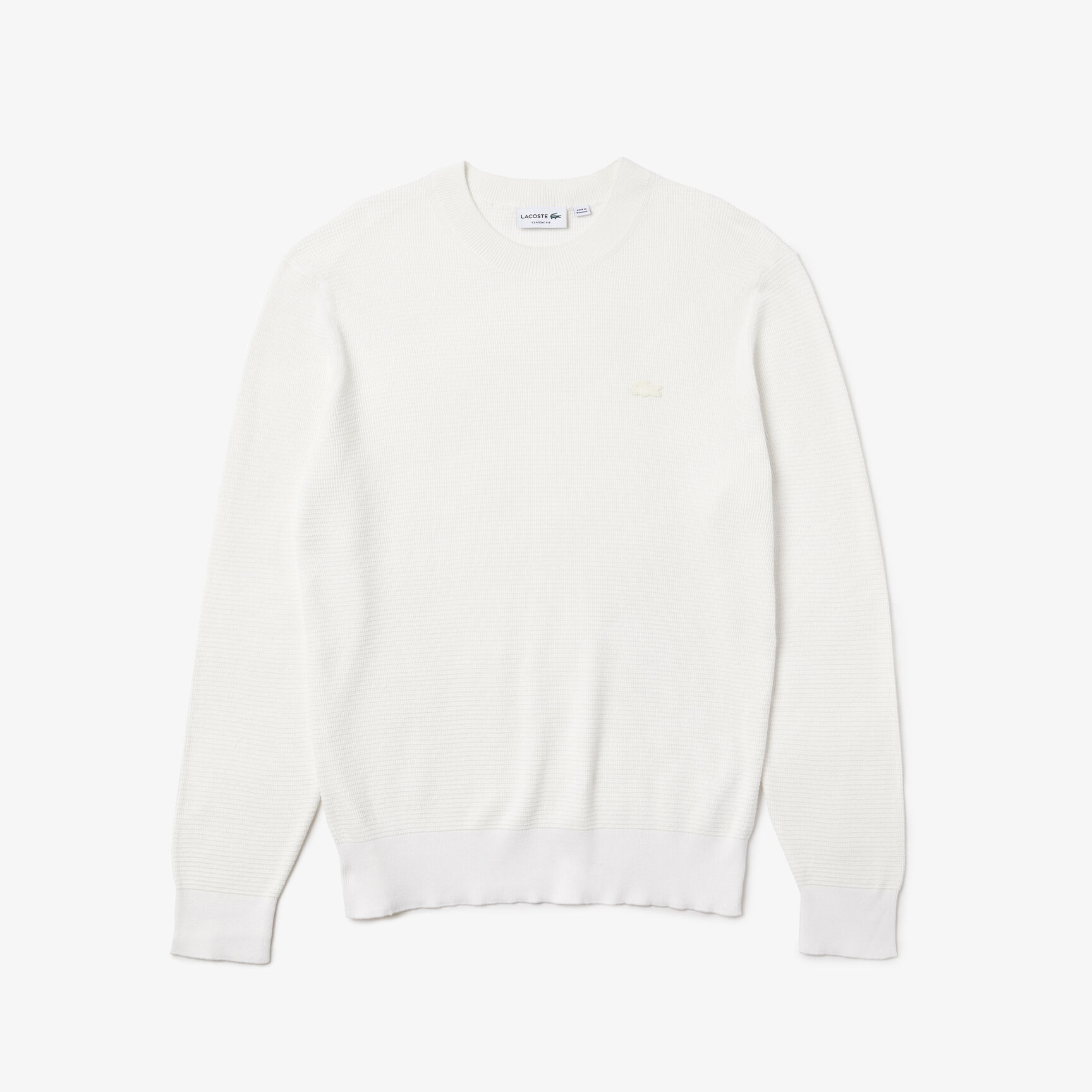 سترة من نسيج قطن منقط بفتحة رقبة مستديرة للرجال