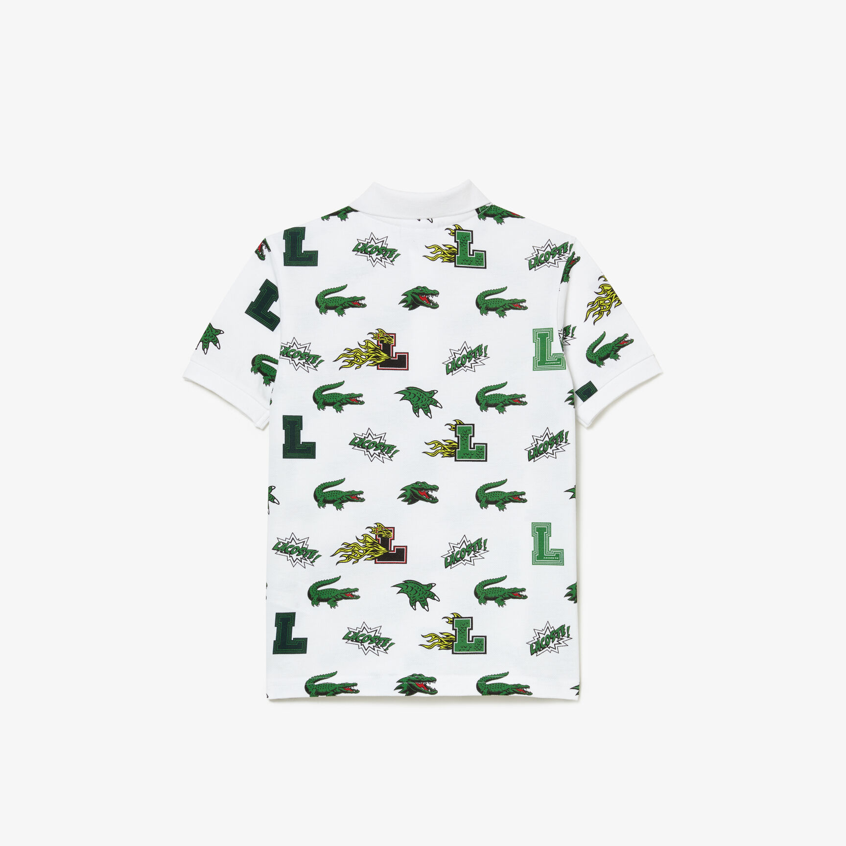 Kids' Lacoste Holiday Comic Effect Crocodile Print Polo