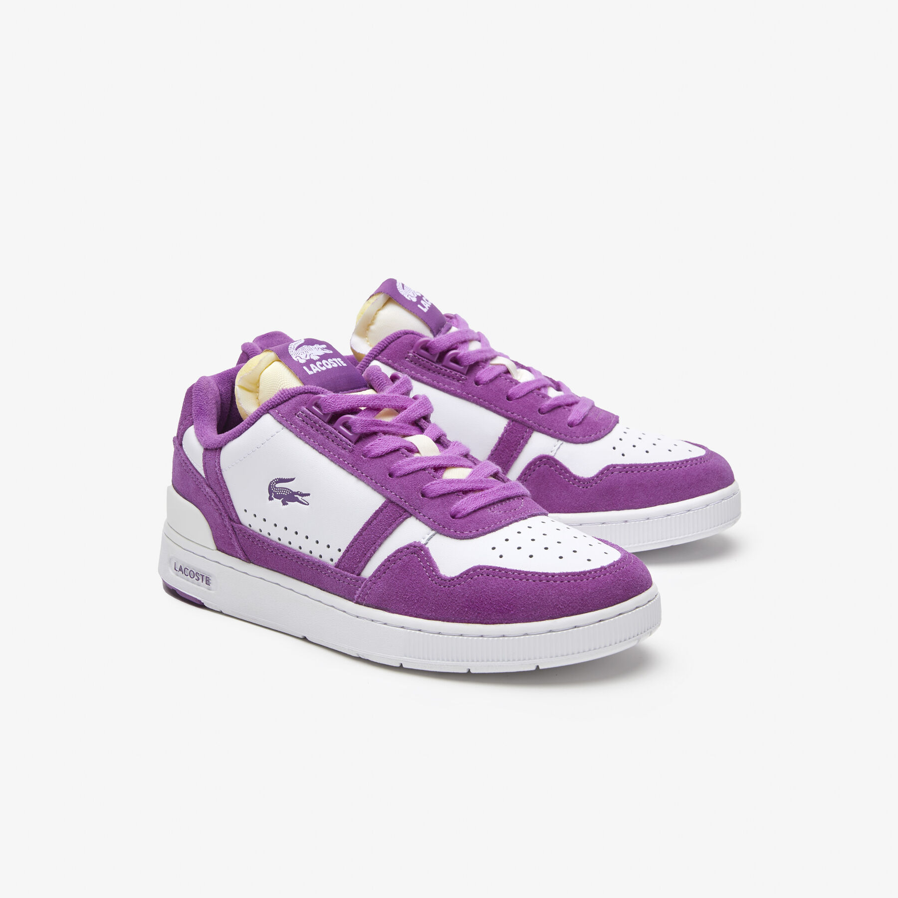 women s lacoste t clip leather bi colour trainers