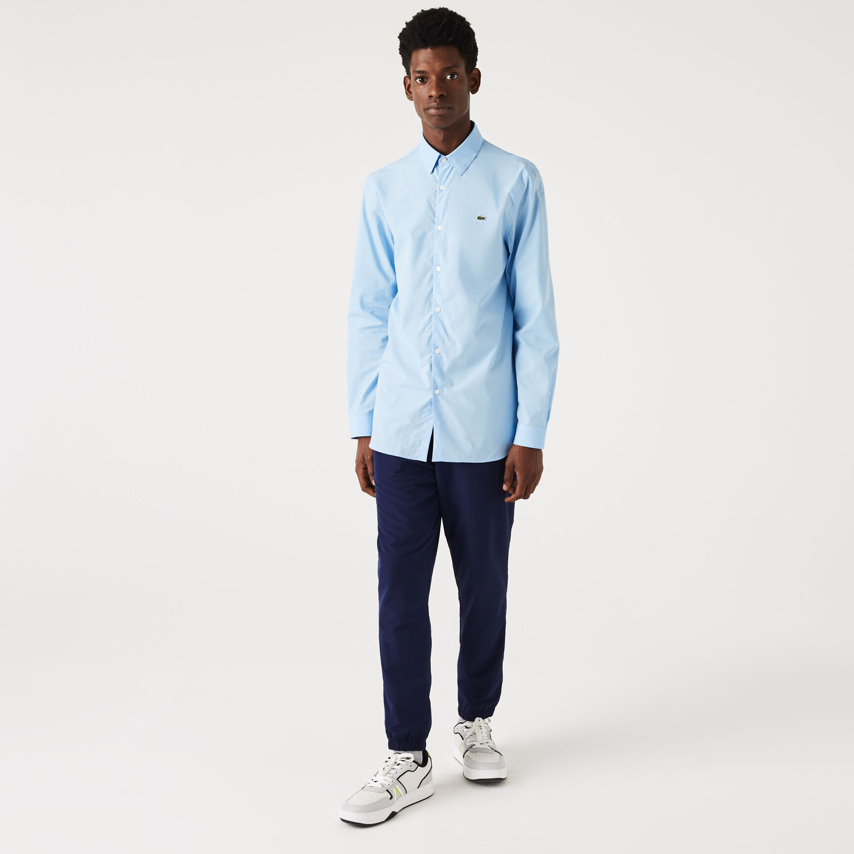 قميص قطن بوبلين مطاطي بقصة ضيقة للرجال قميص قطن بوبلين مطاطي بقصة ضيقة للرجال