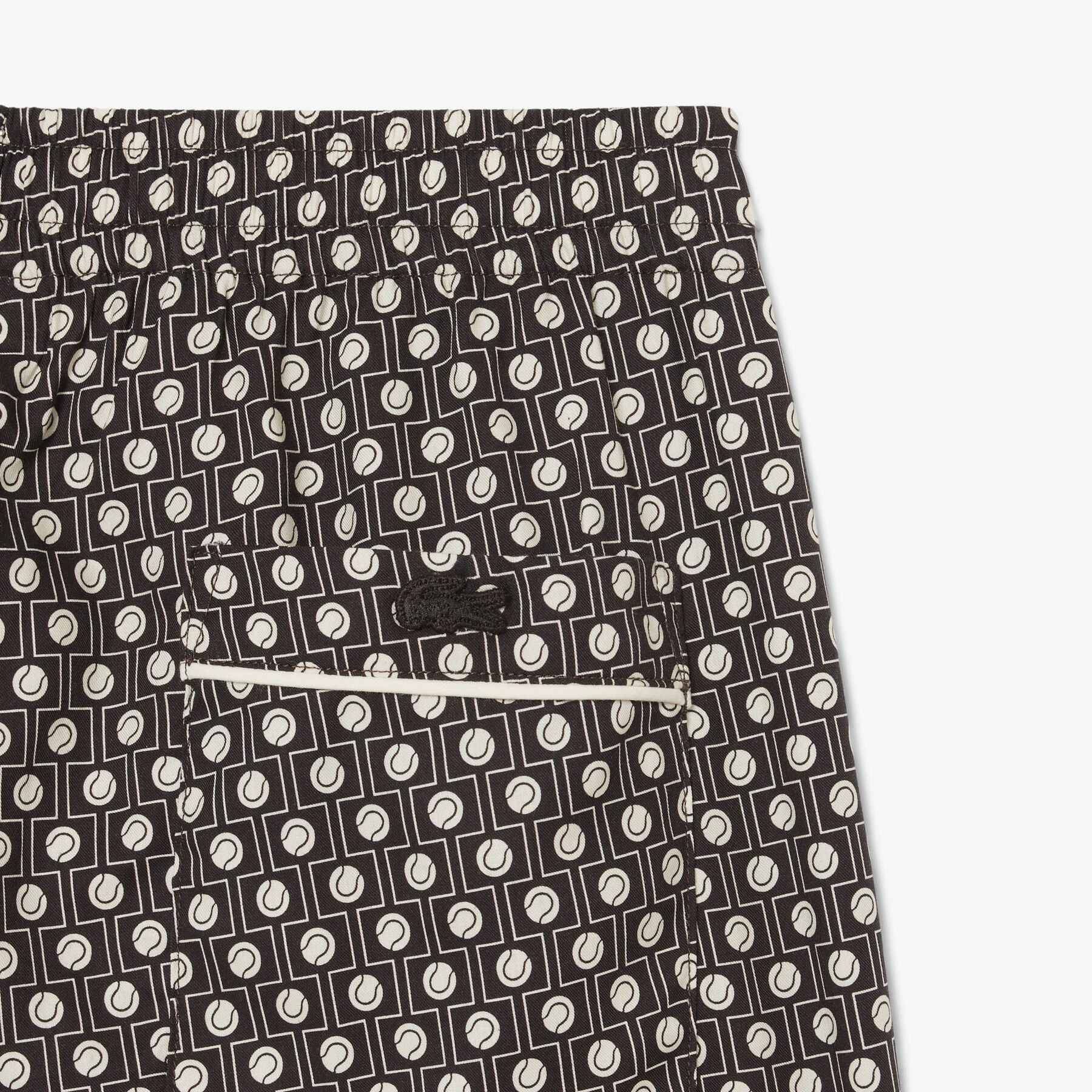 lacoste relaxed fit printed cotton blend shorts