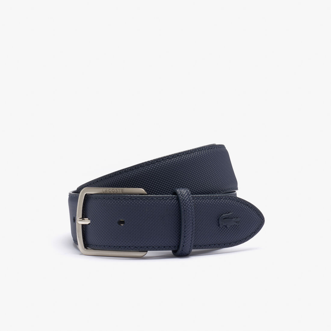 Men's Lacoste Engraved Buckle Piqué Canvas Belt