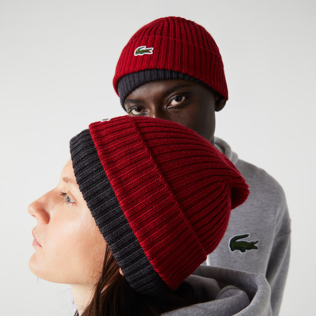 Unisex Lacoste Ribbed Wool Beanie