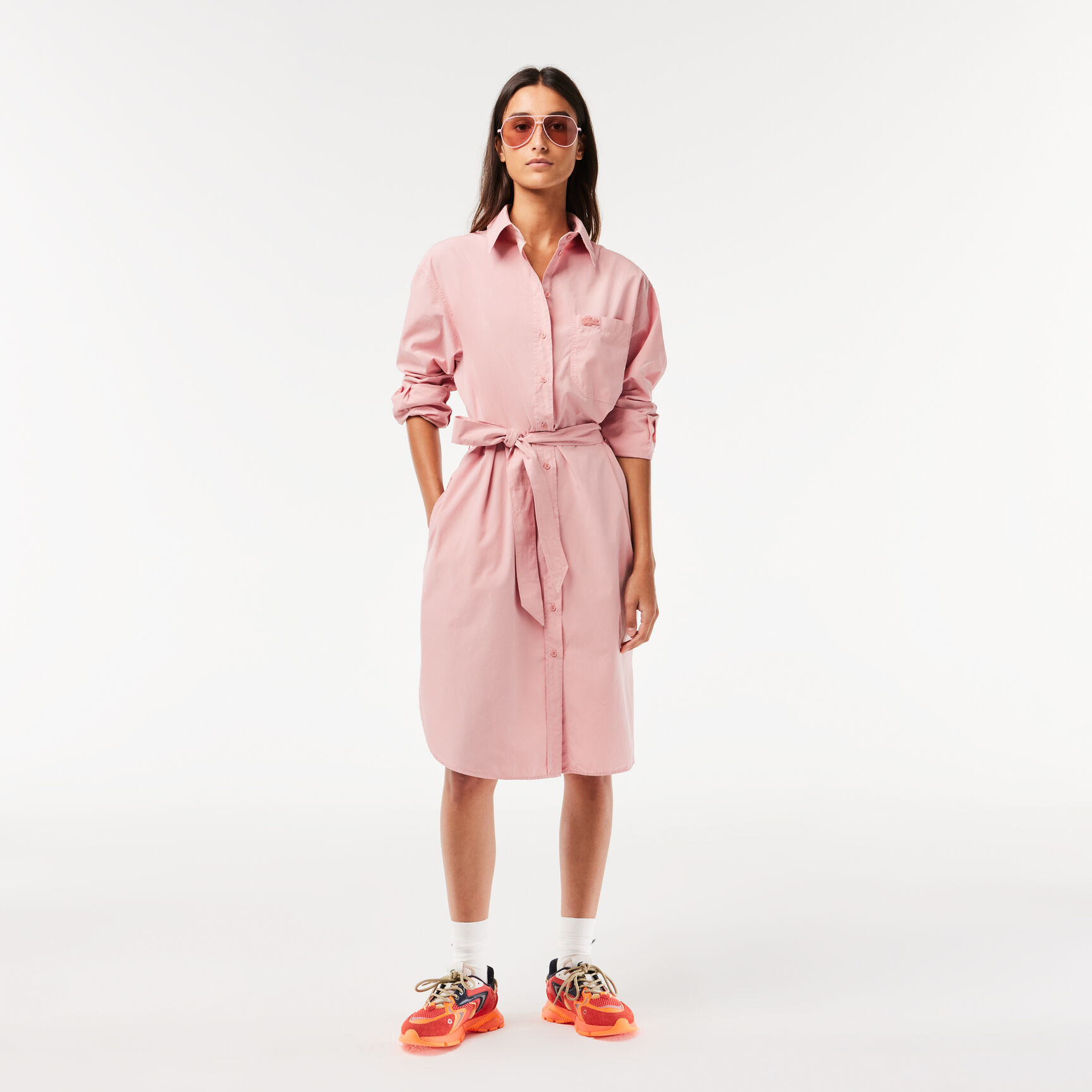 Women&rsquo;s Lacoste Loose Fit Cotton Poplin Shirt Dress