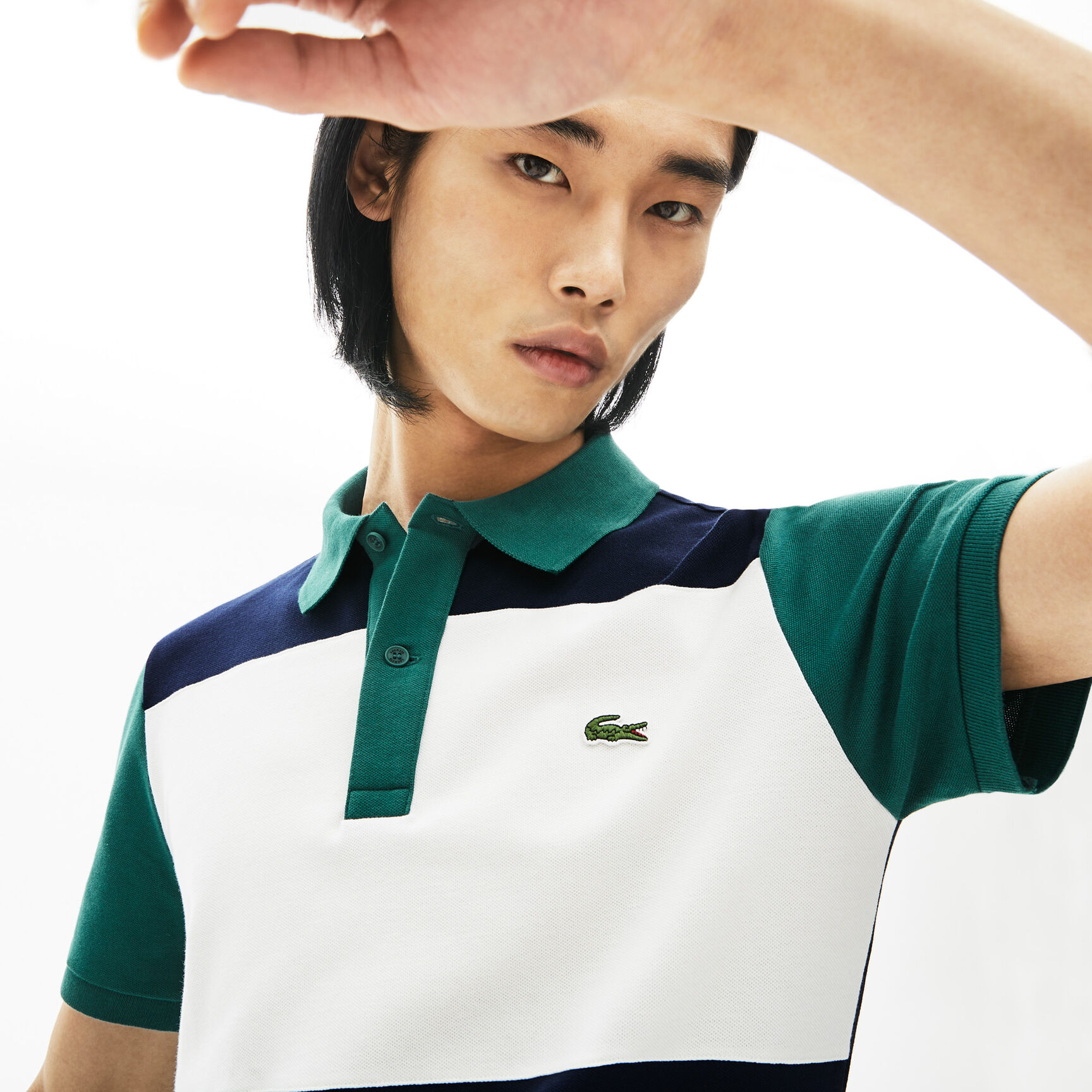 قميص بولو مطاطي بألوان متباينة من Lacoste للرجال قميص بولو مطاطي بألوان متباينة من Lacoste للرجال