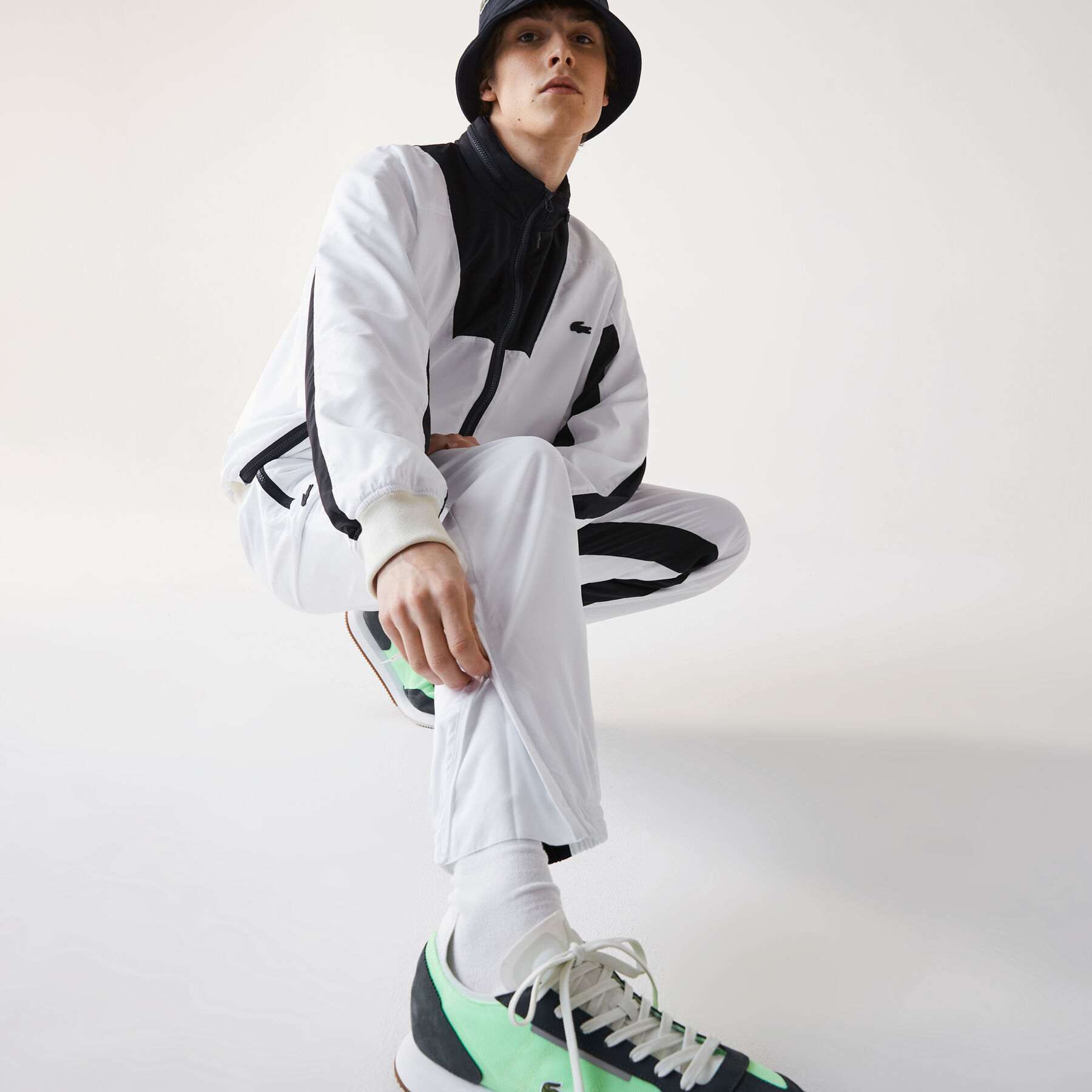 lacoste men s lightweight retro style colourblock tracksuit pants