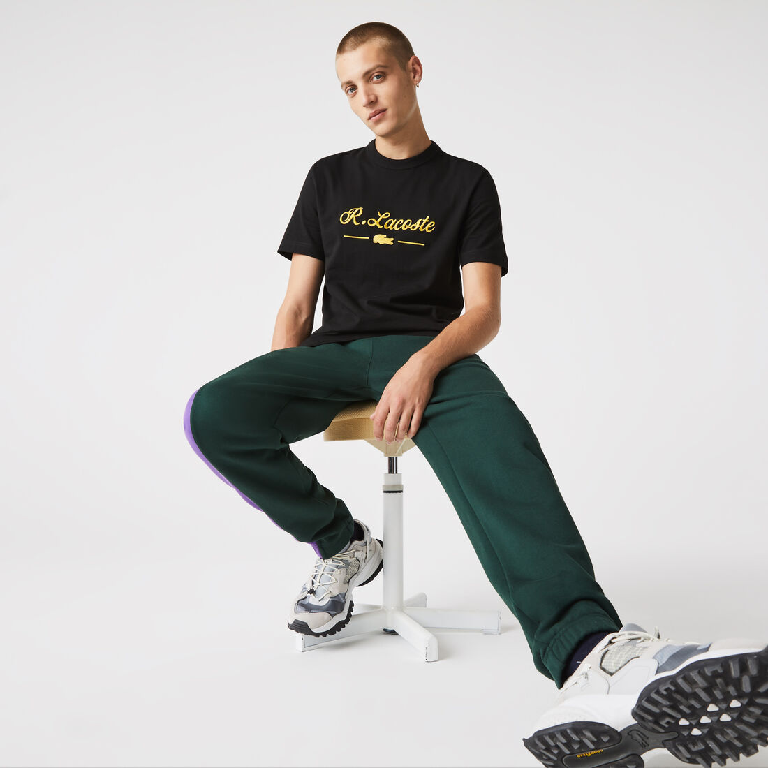 Men's Crew Neck Signature Embroidery Cotton T-shirt