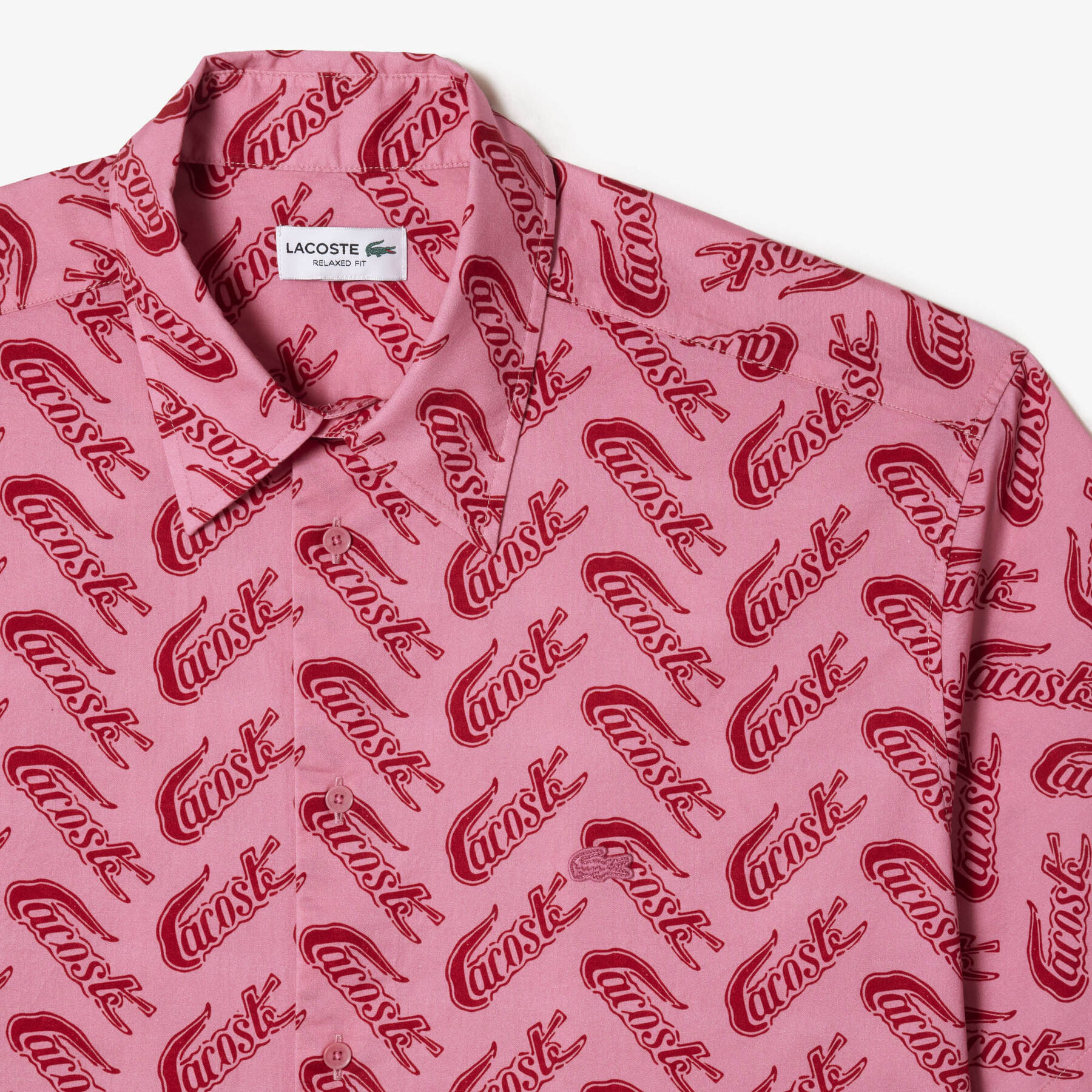 men s lacoste short sleeve vintage print shirt