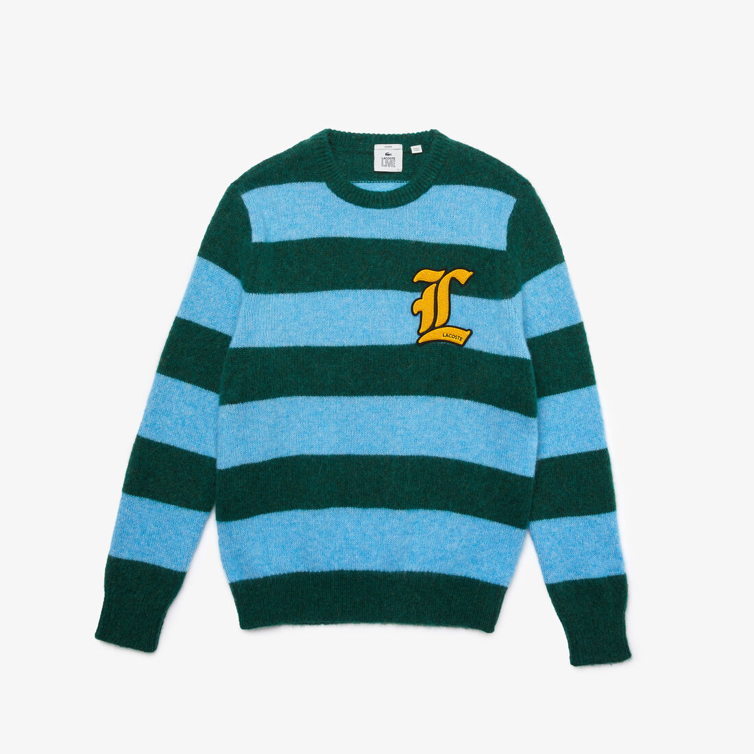 سترة من مزيج الصوف المخططة للجنسين من مجموعة Lacoste L!VE سترة من مزيج الصوف المخططة للجنسين من مجموعة Lacoste L!VE