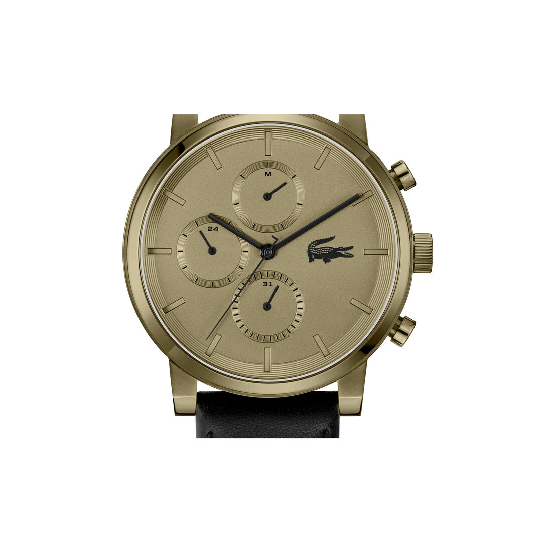 lacoste black leather strap men s watch