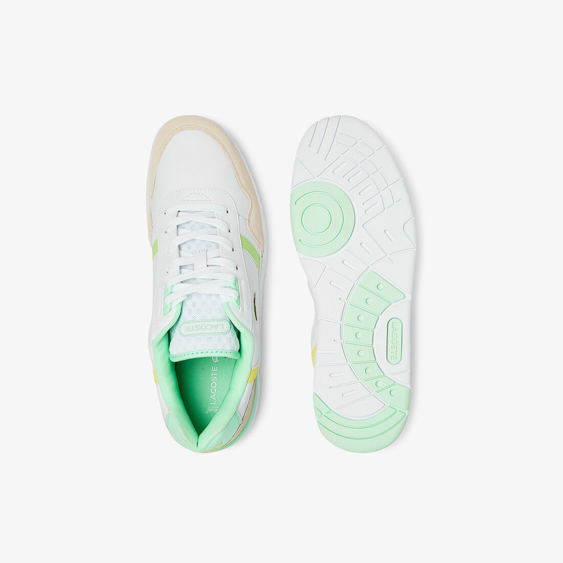 سنيكرز تي كليب جلد بأجزاء أخضر ليموني للرجال سنيكرز تي كليب جلد بأجزاء أخضر ليموني للرجال