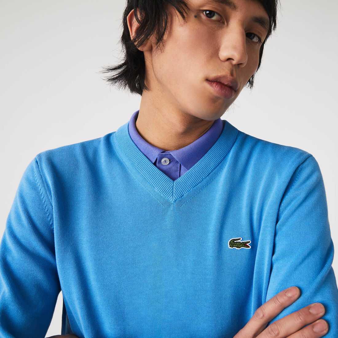 Monochrome Cotton V-neck Sweater