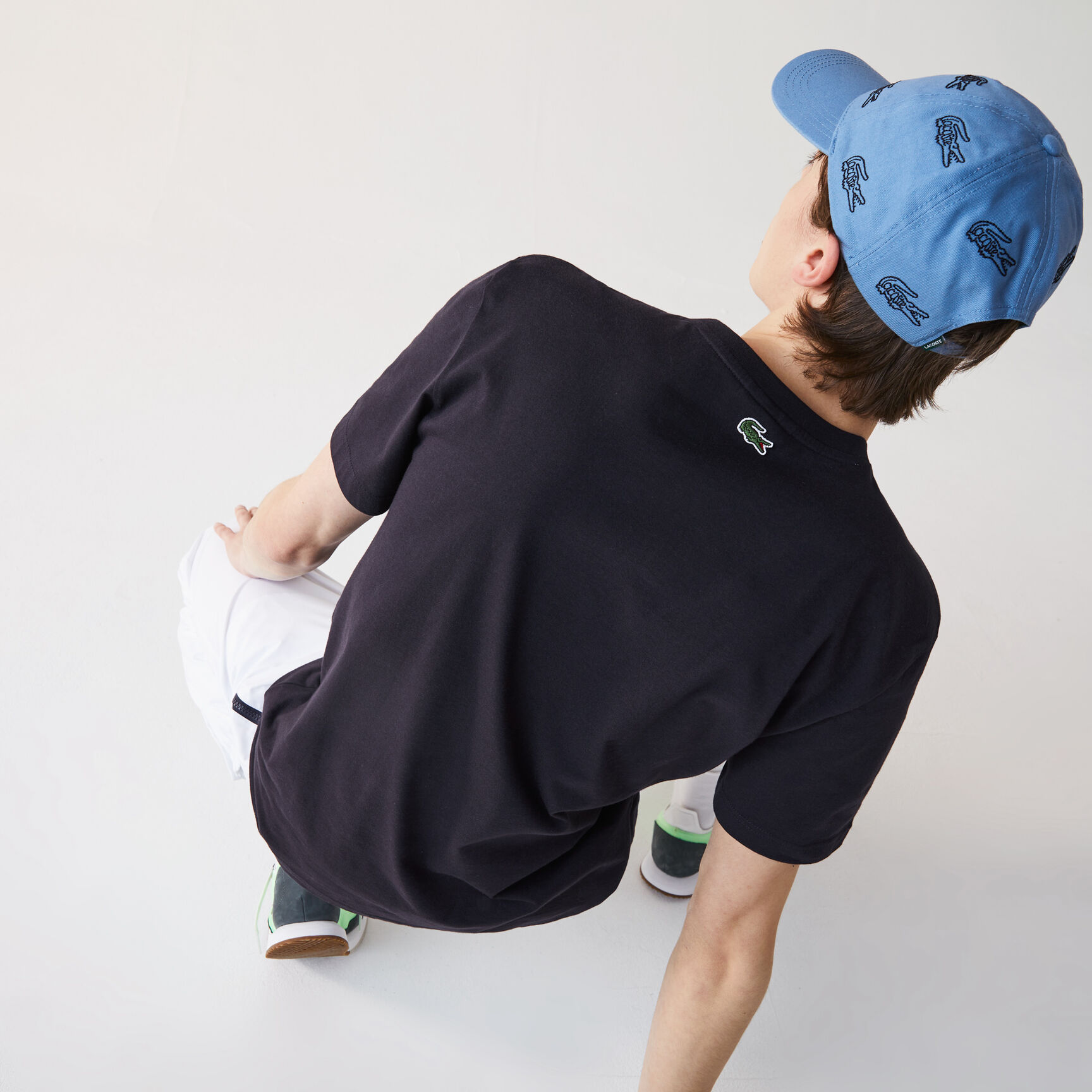 Men's Crew Neck Crocodile Embroidery Cotton T-shirt