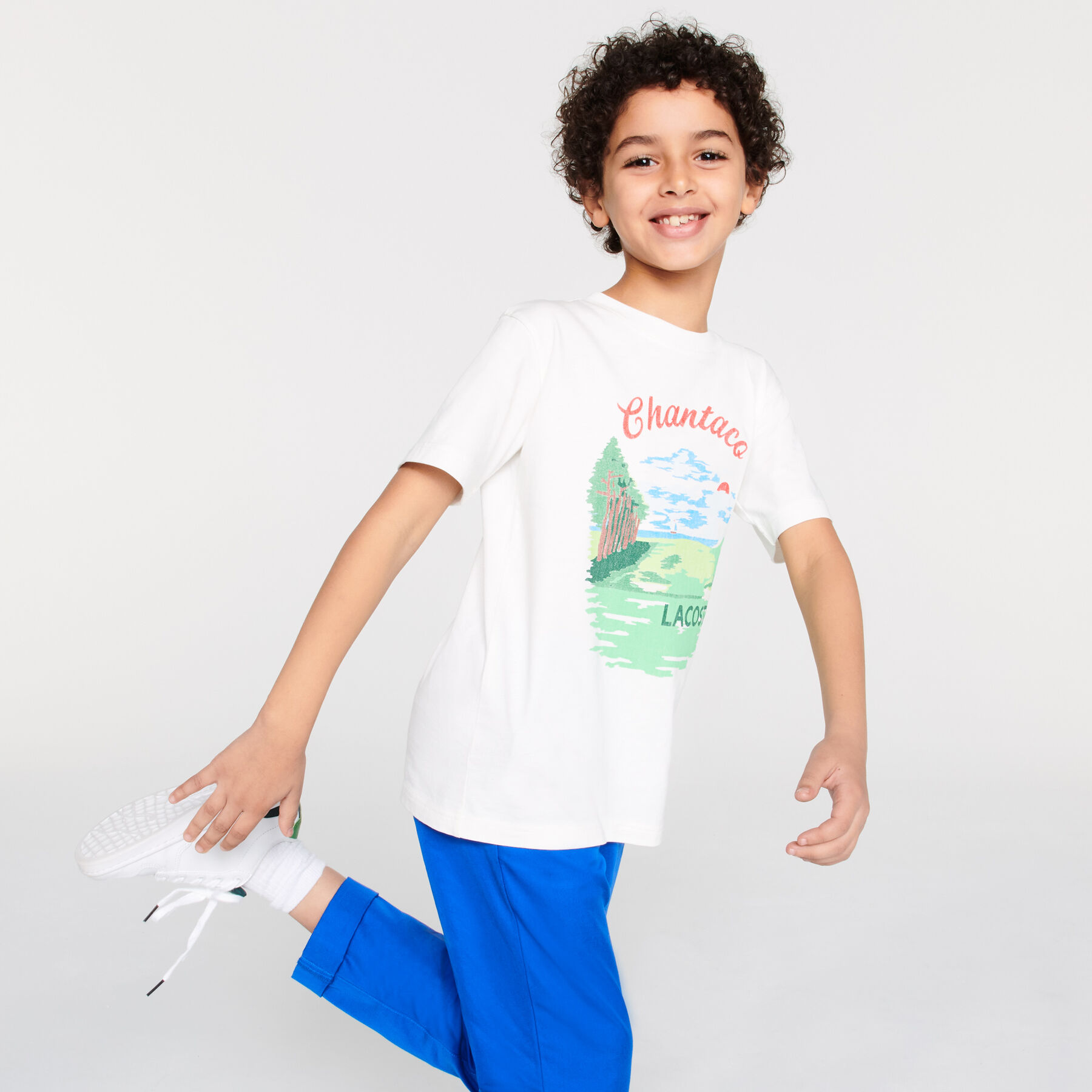 Boys&rsquo; Crew Neck Chantaco Print Cotton T-shirt