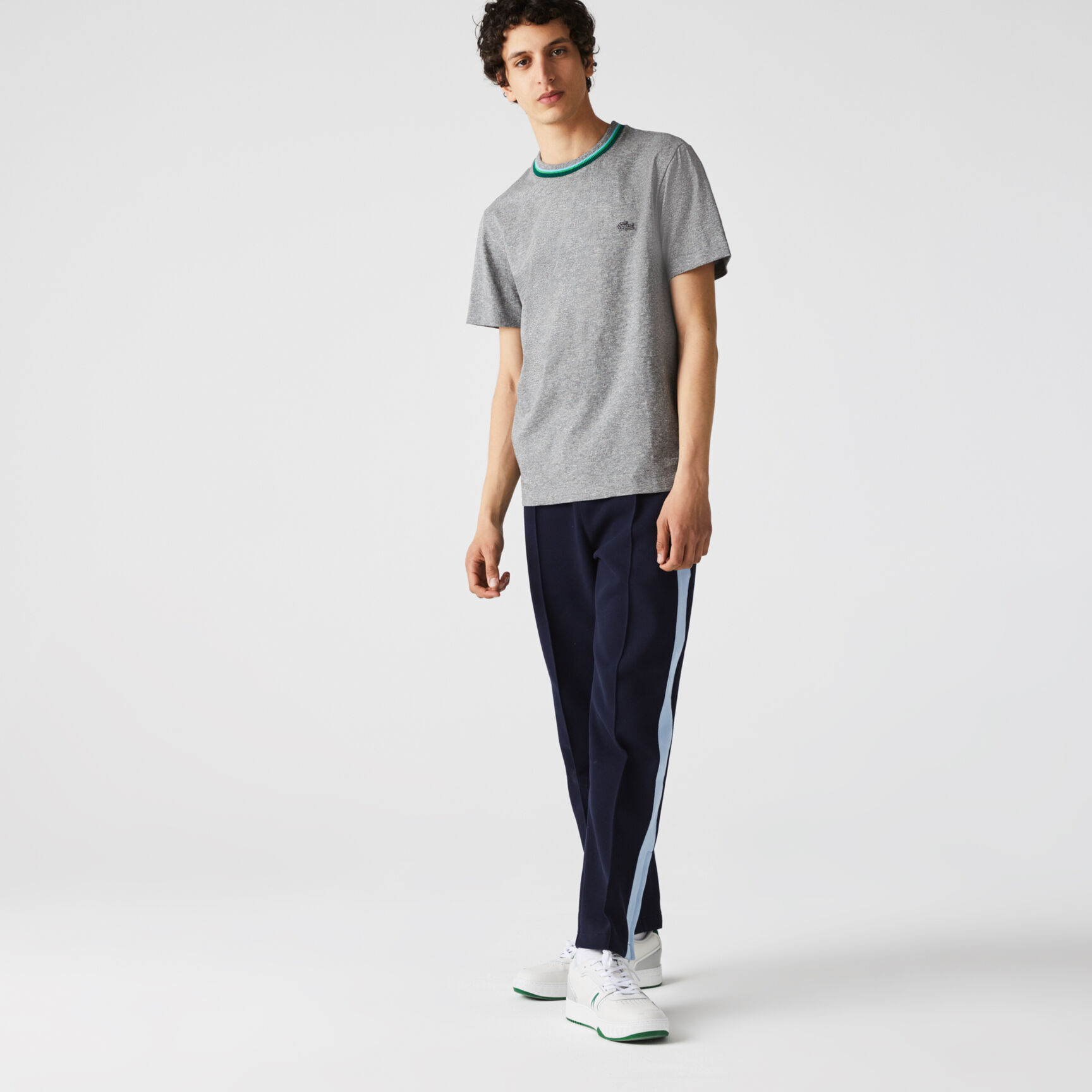 Men's Crew Neck Striped Cotton T-Shirt