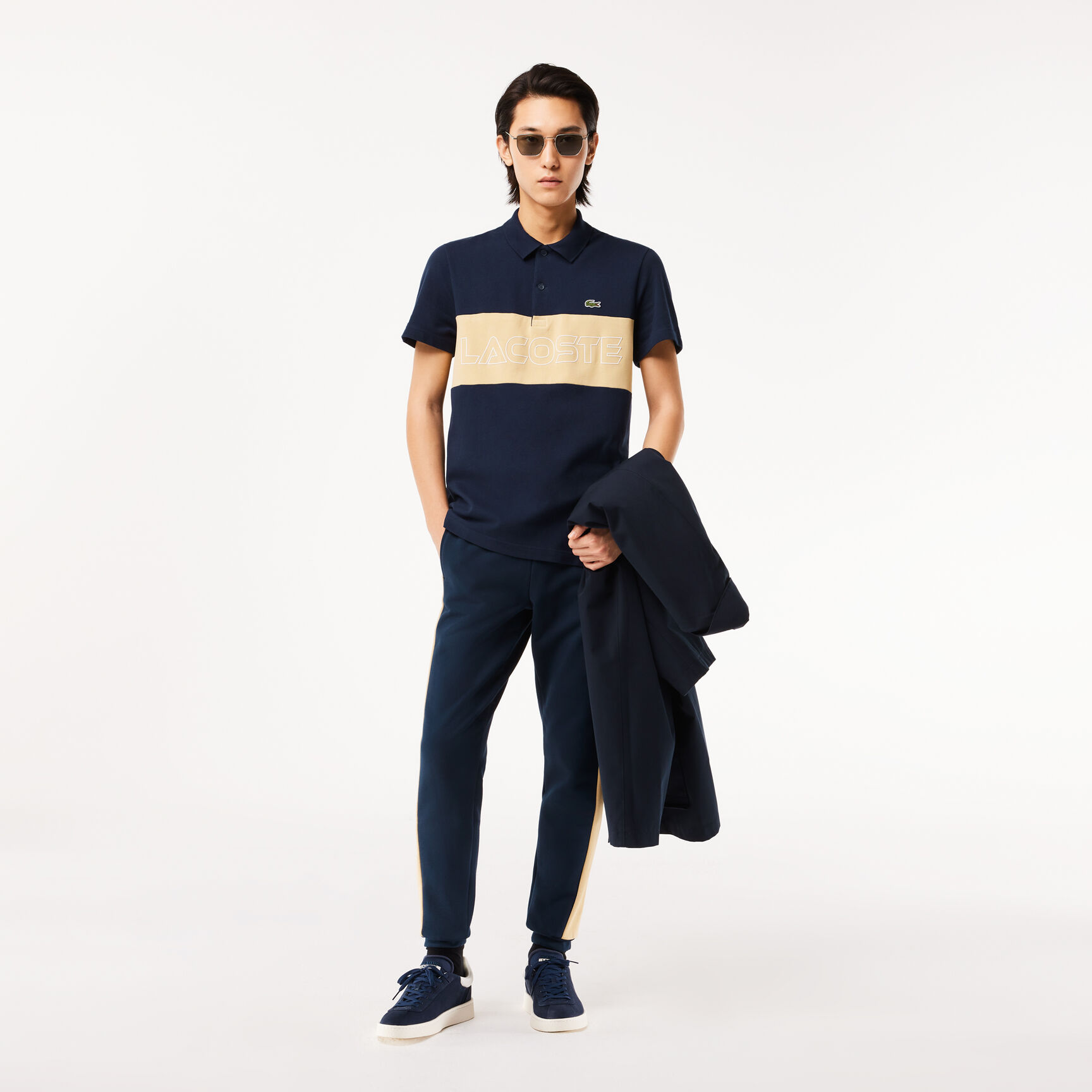Regular Fit Stretch Pique Colourblock Polo Shirt