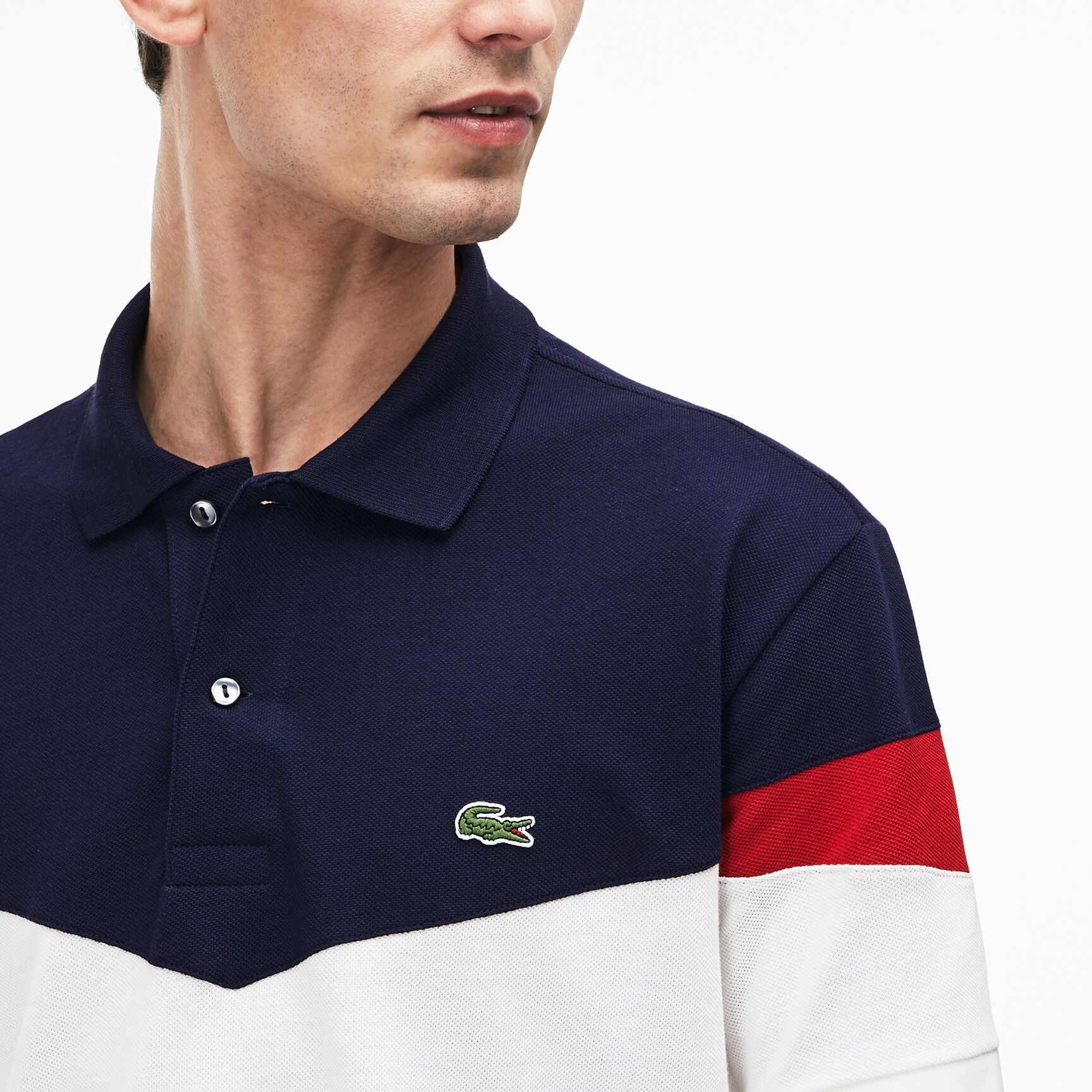 Men's Lacoste Classic Fit Colourblock Cotton Petit Piqué Polo Shirt