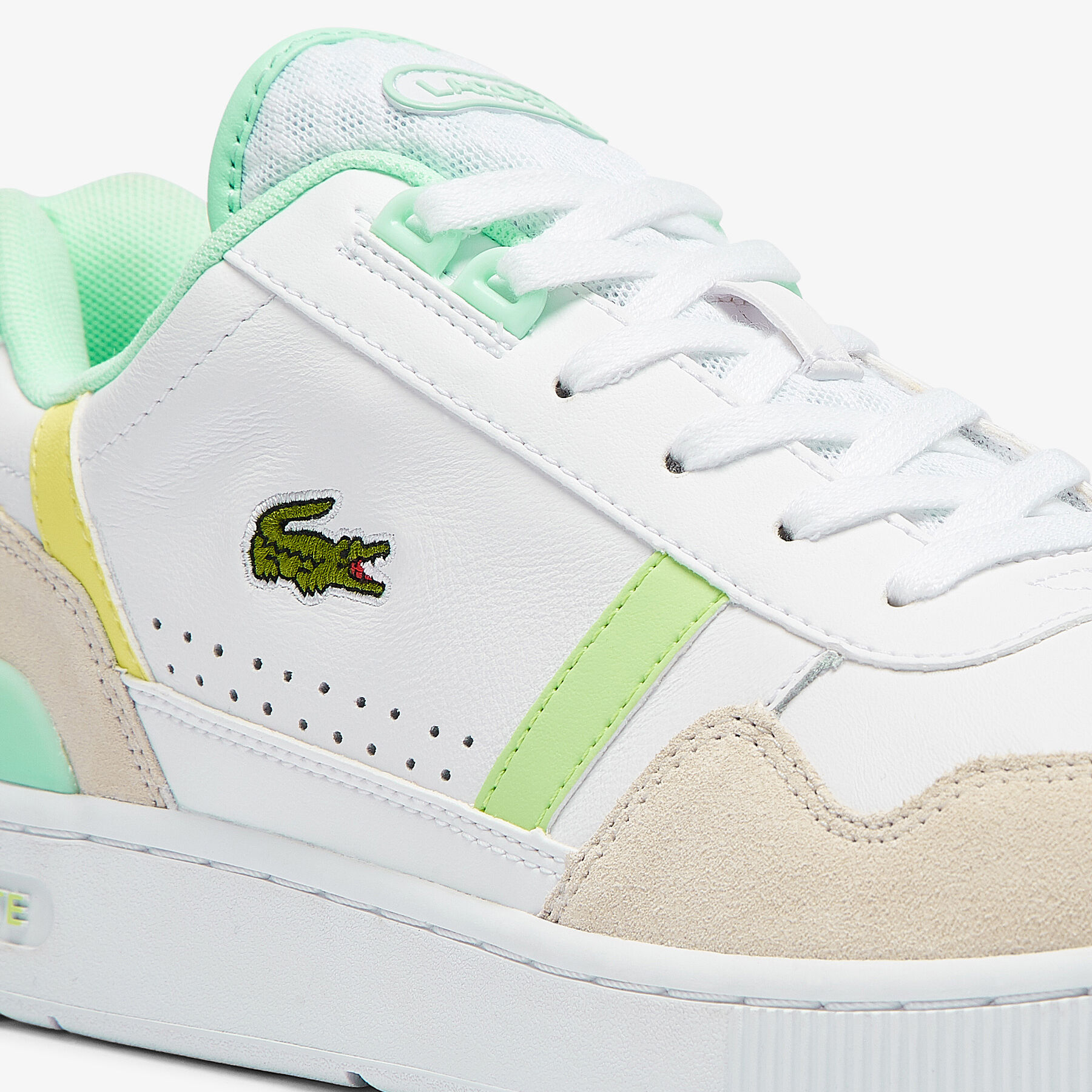 lacoste men s t clip leather citrus accent trainers