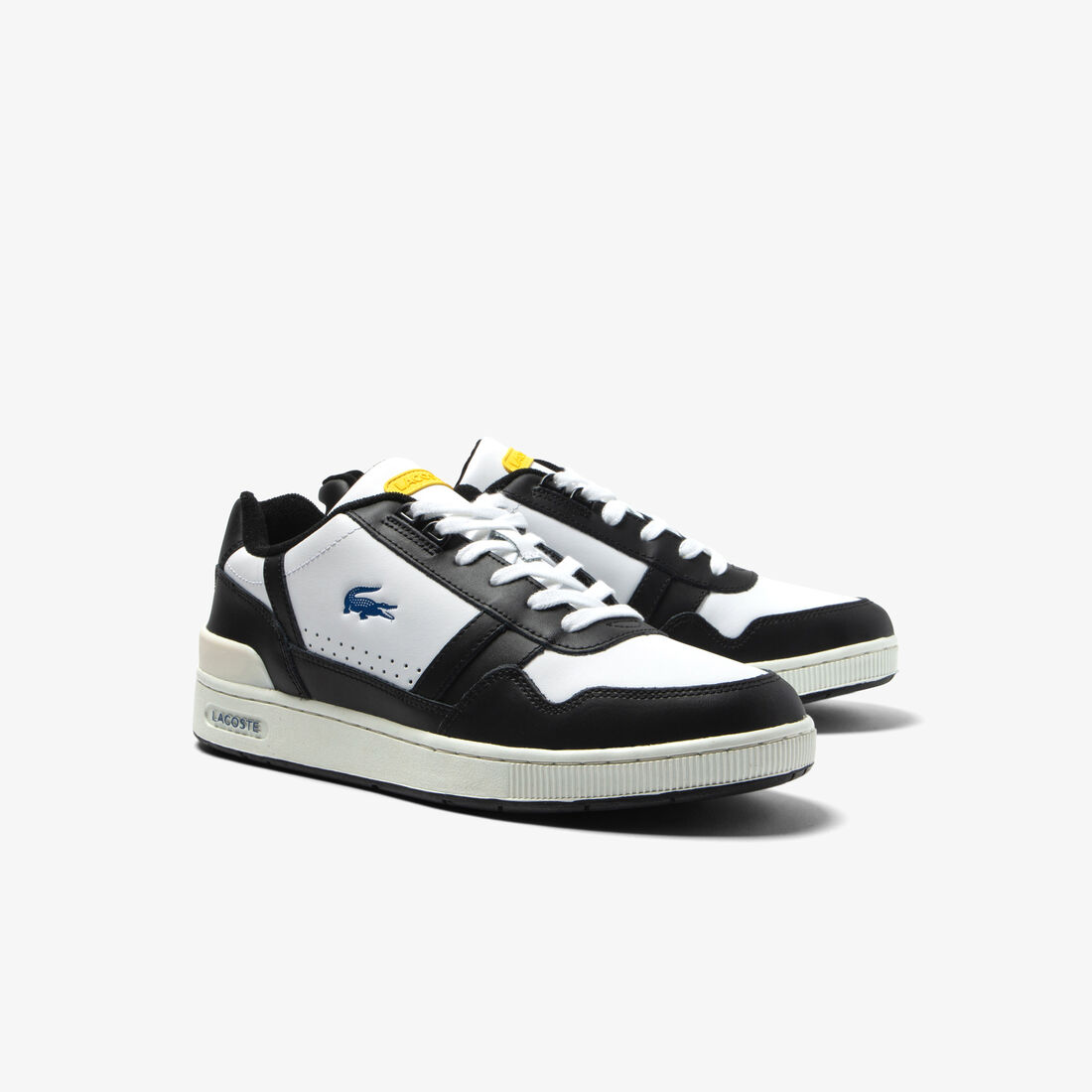 Men's Lacoste T-Clip Leather Colour Contrast Trainers Men's Lacoste T-Clip Leather Colour Contrast Trainers