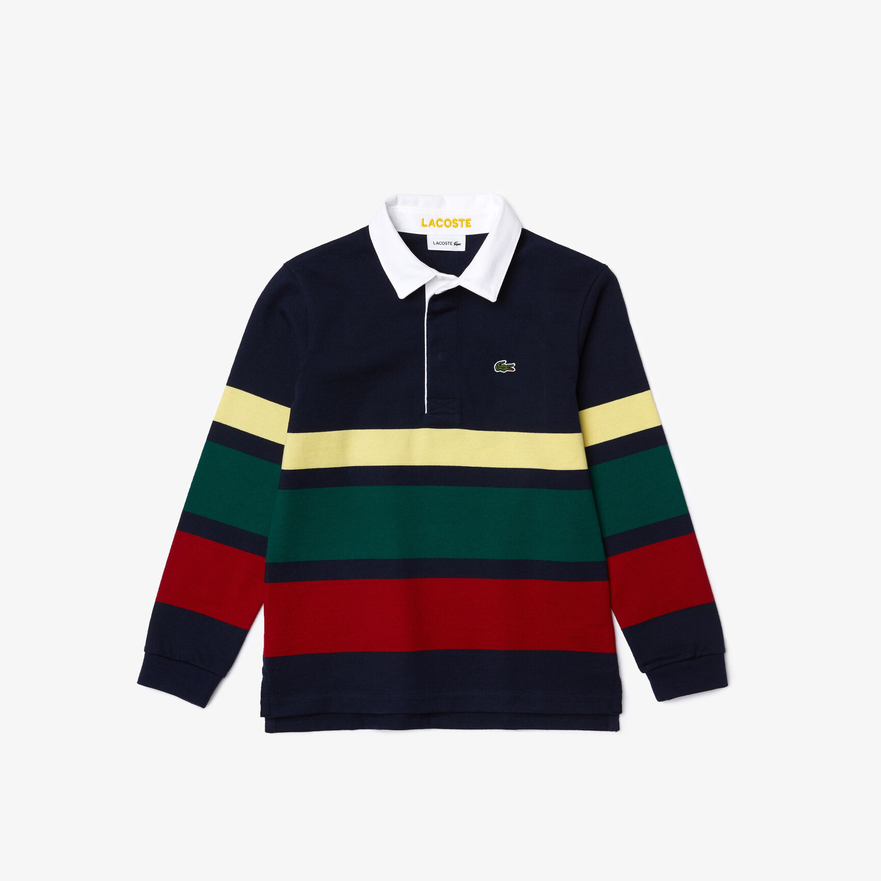 Boys' Lacoste Striped Cotton Rugby Regular Fit Polo Boys' Lacoste Striped Cotton Rugby Regular Fit Polo