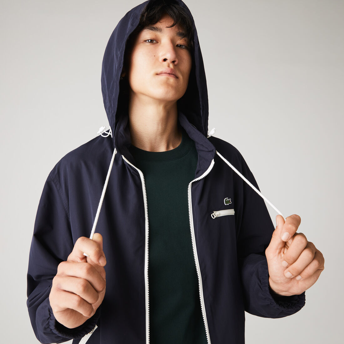 Men's Lightweight Water-Resistant Hooded Windbreaker