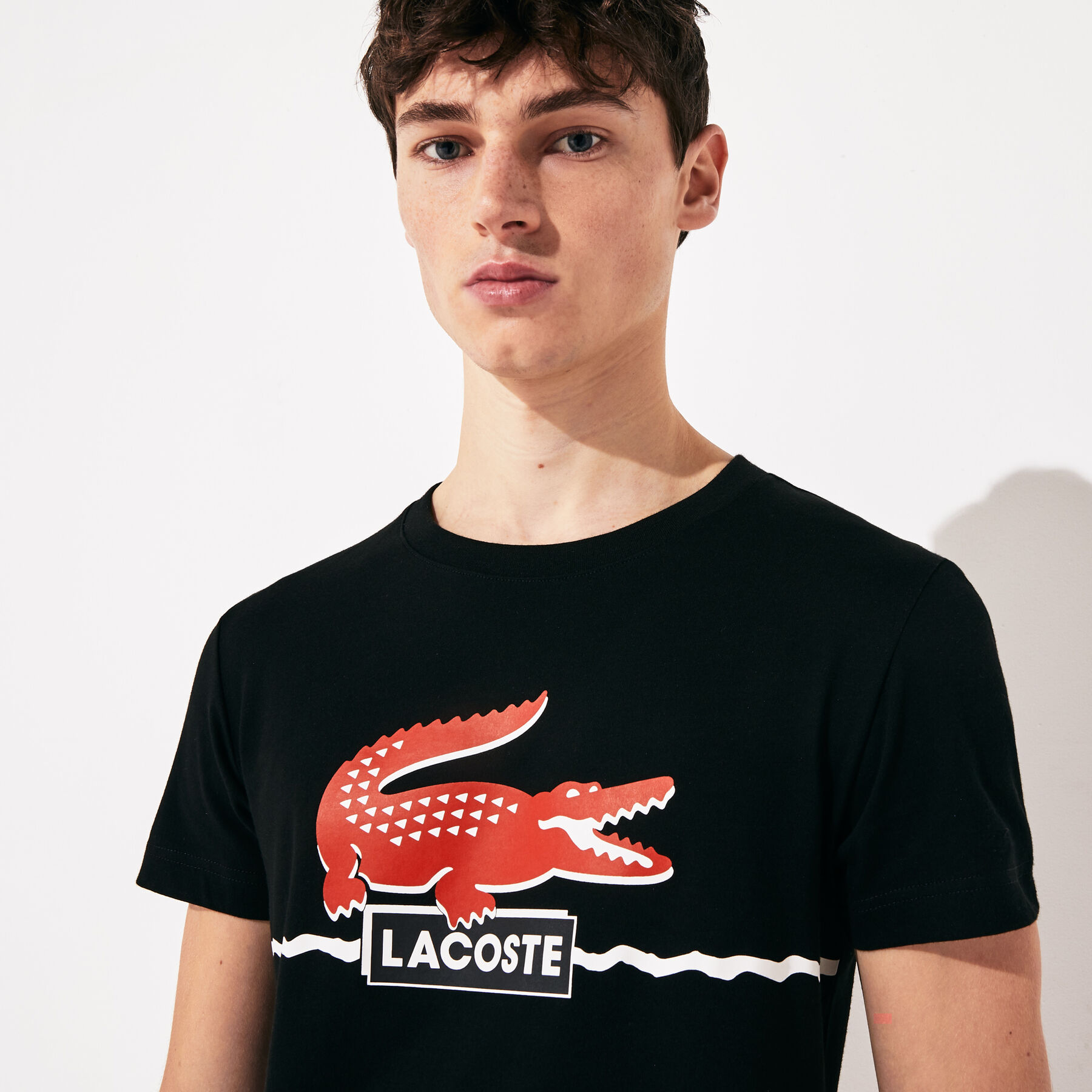 قميص تي-شيرت من قطن الجيرسيه للرجال من مجموعة Lacoste SPORT لاكوست قميص تي شيرت من قطن الجيرسيه للرجال من مجموعة lacoste sport
