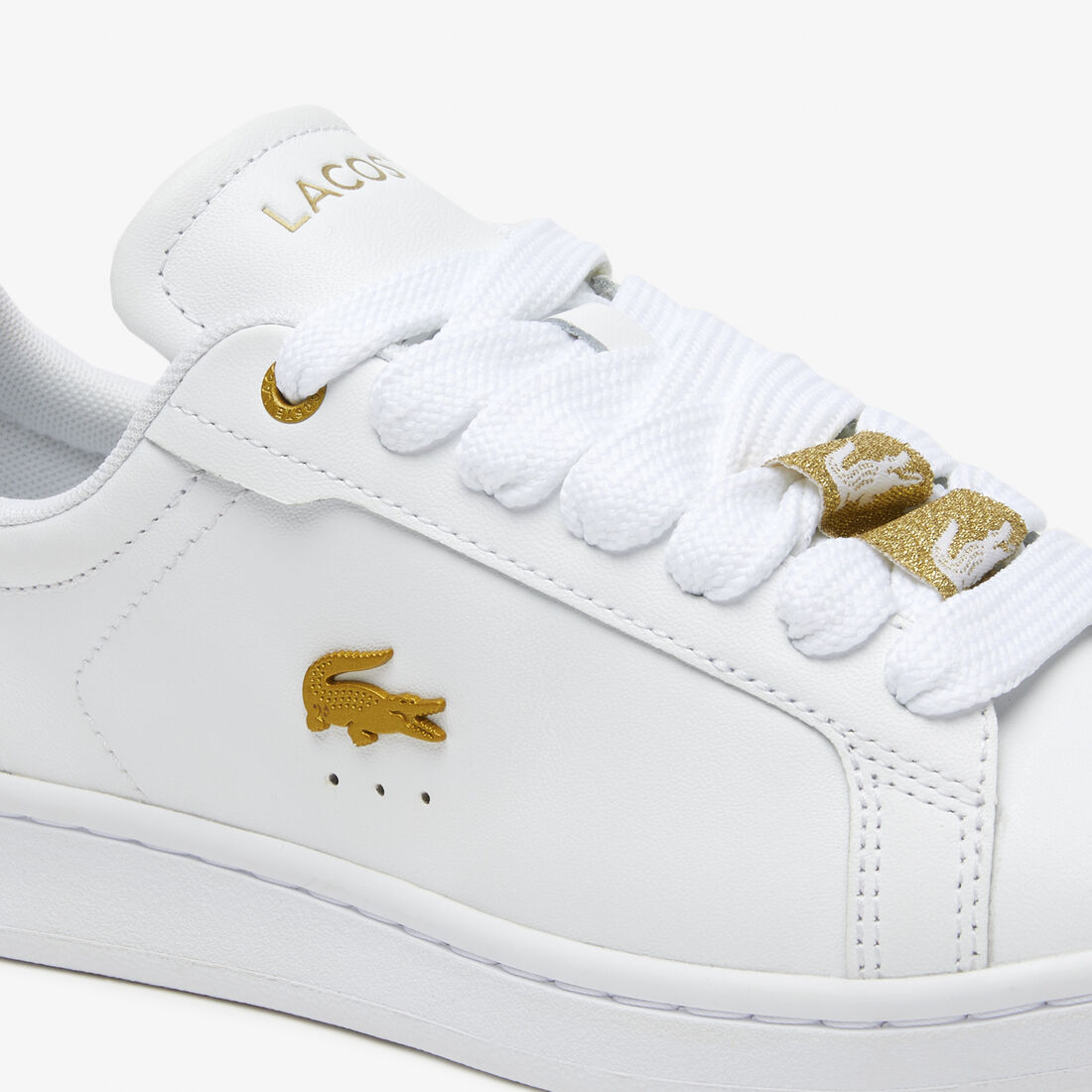 Women's Lacoste Carnaby Pro Leather Metallic Detailing Trainers Women's Lacoste Carnaby Pro Leather Metallic Detailing Trainers