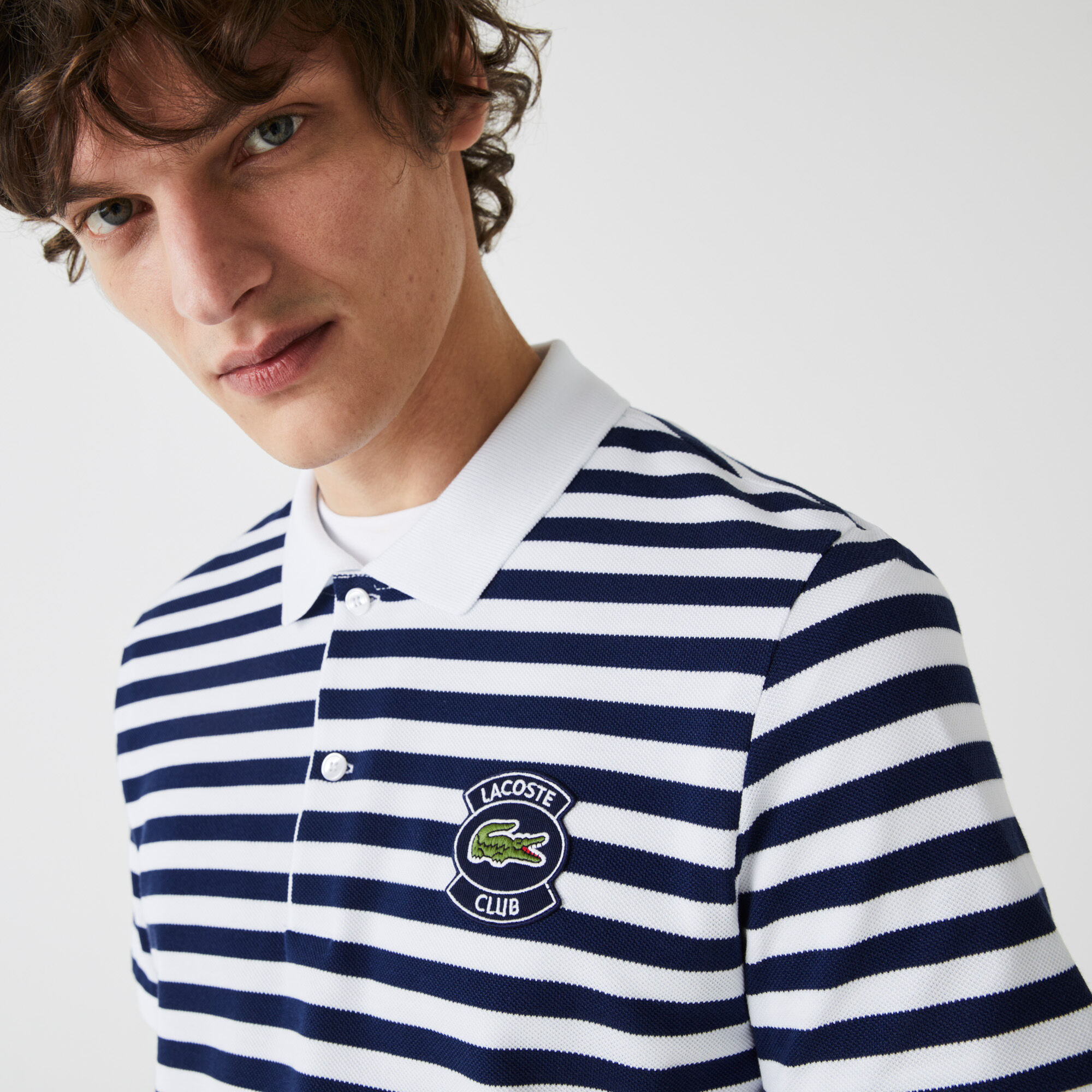 Men’s Lacoste Badge Regular Fit Striped Cotton Piqué Polo Men’s Lacoste Badge Regular Fit Striped Cotton Piqué Polo