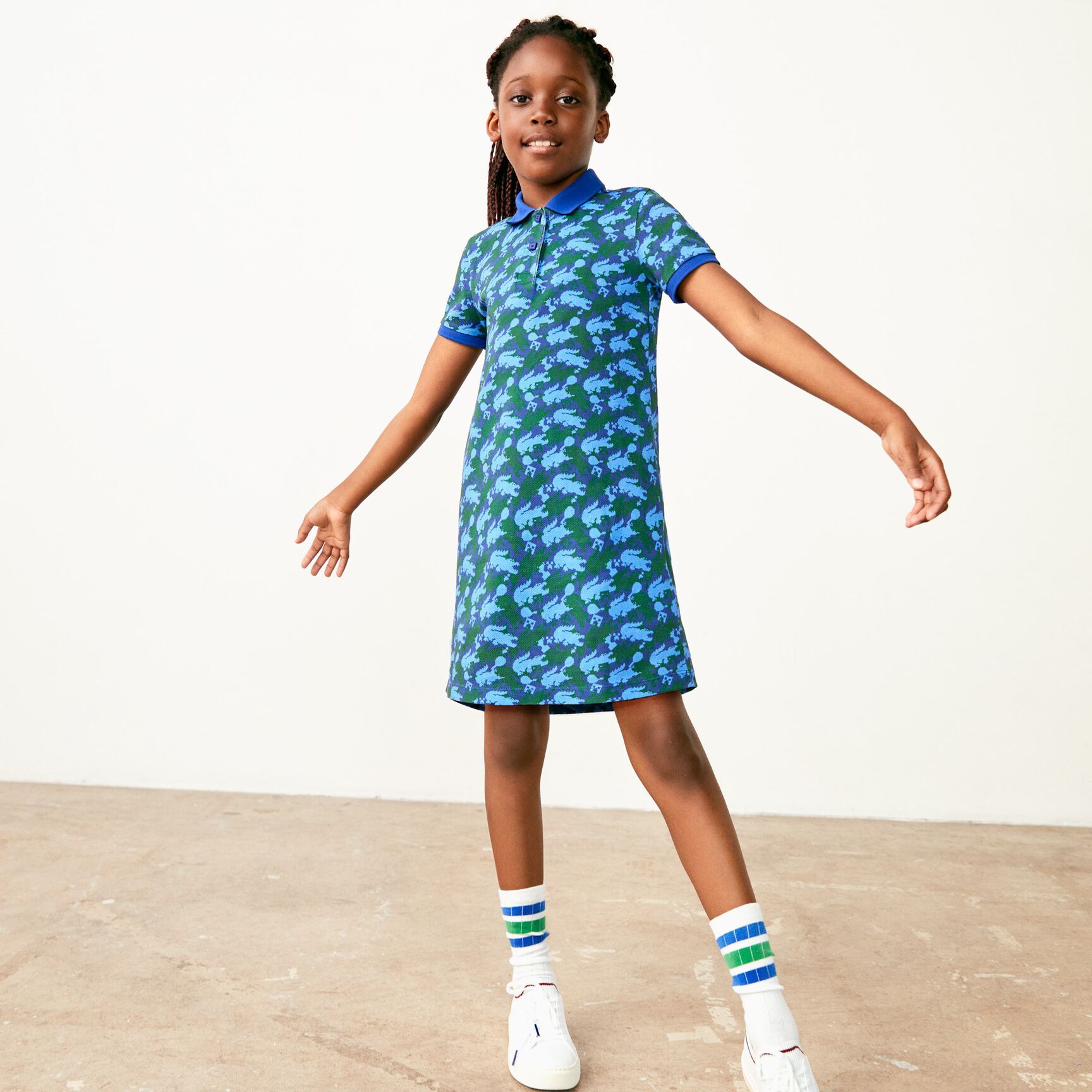 Girls' Lacoste x Minecraft Print Organic Cotton Piqué Polo Dress Girls' Lacoste x Minecraft Print Organic Cotton Piqué Polo Dress