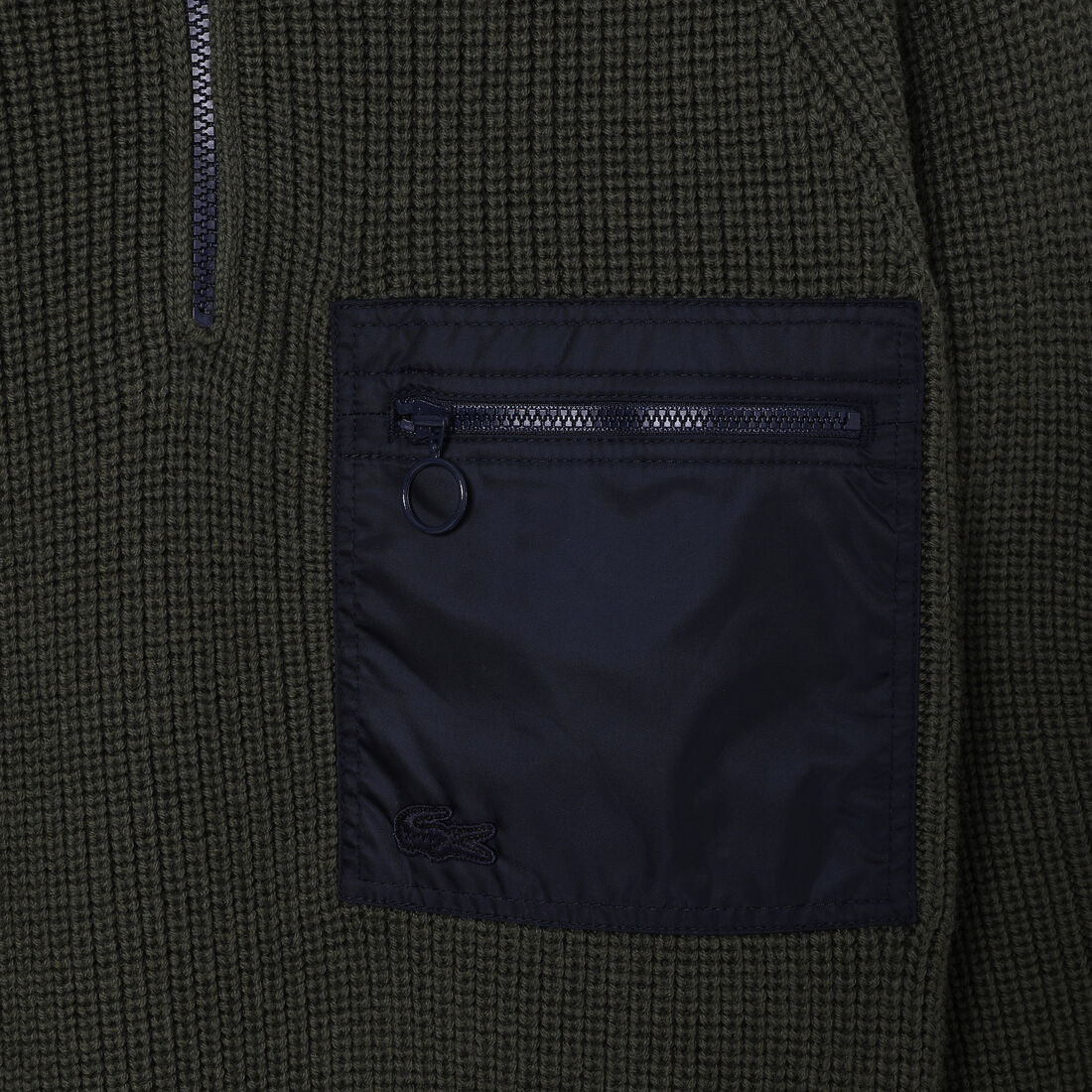 سترة لاكوست مقسمة بألوان بسحّاب على الرقبة للنساء سترة لاكوست مقسمة بألوان بسحّاب على الرقبة للنساء