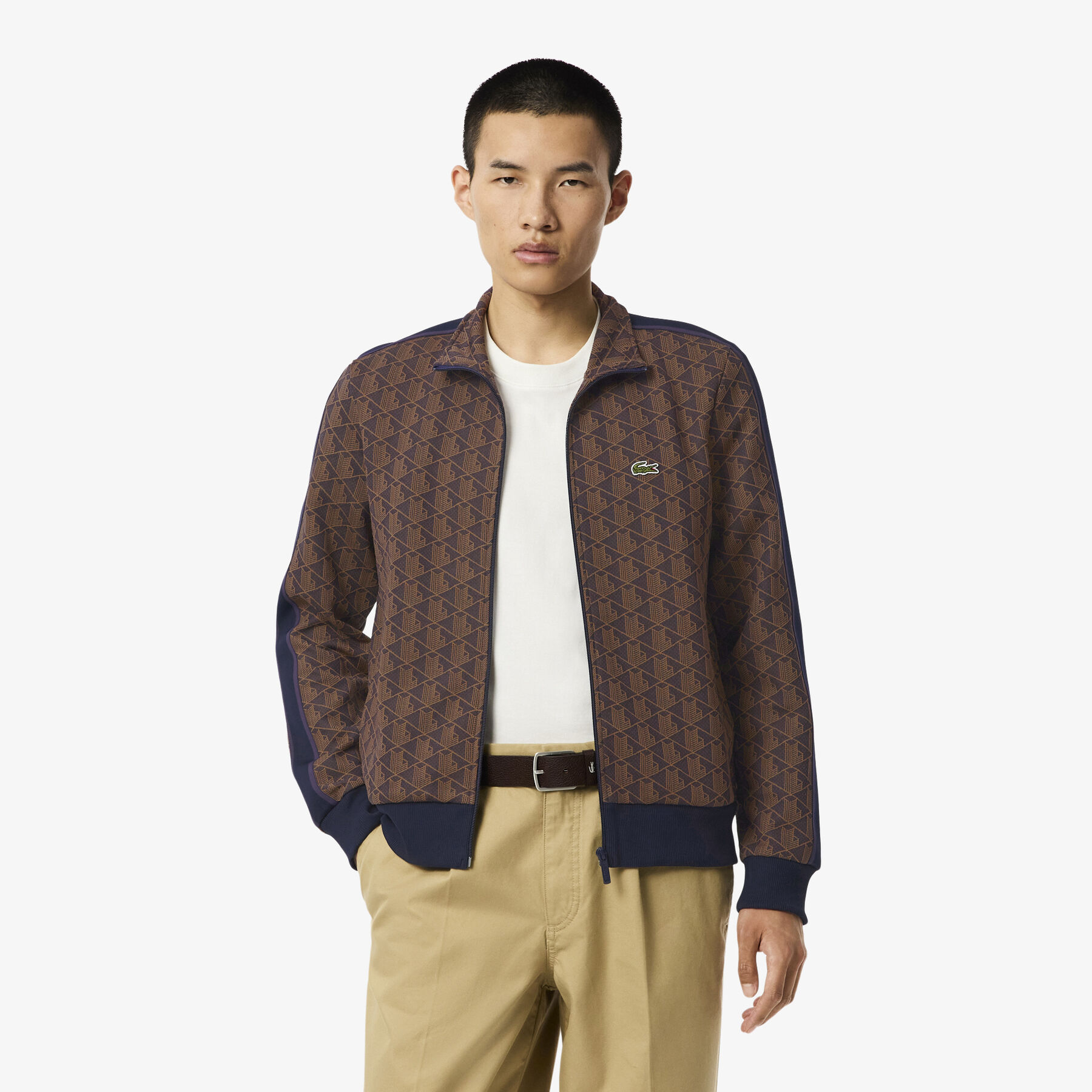 lacoste paris zip up jacquard track jacket