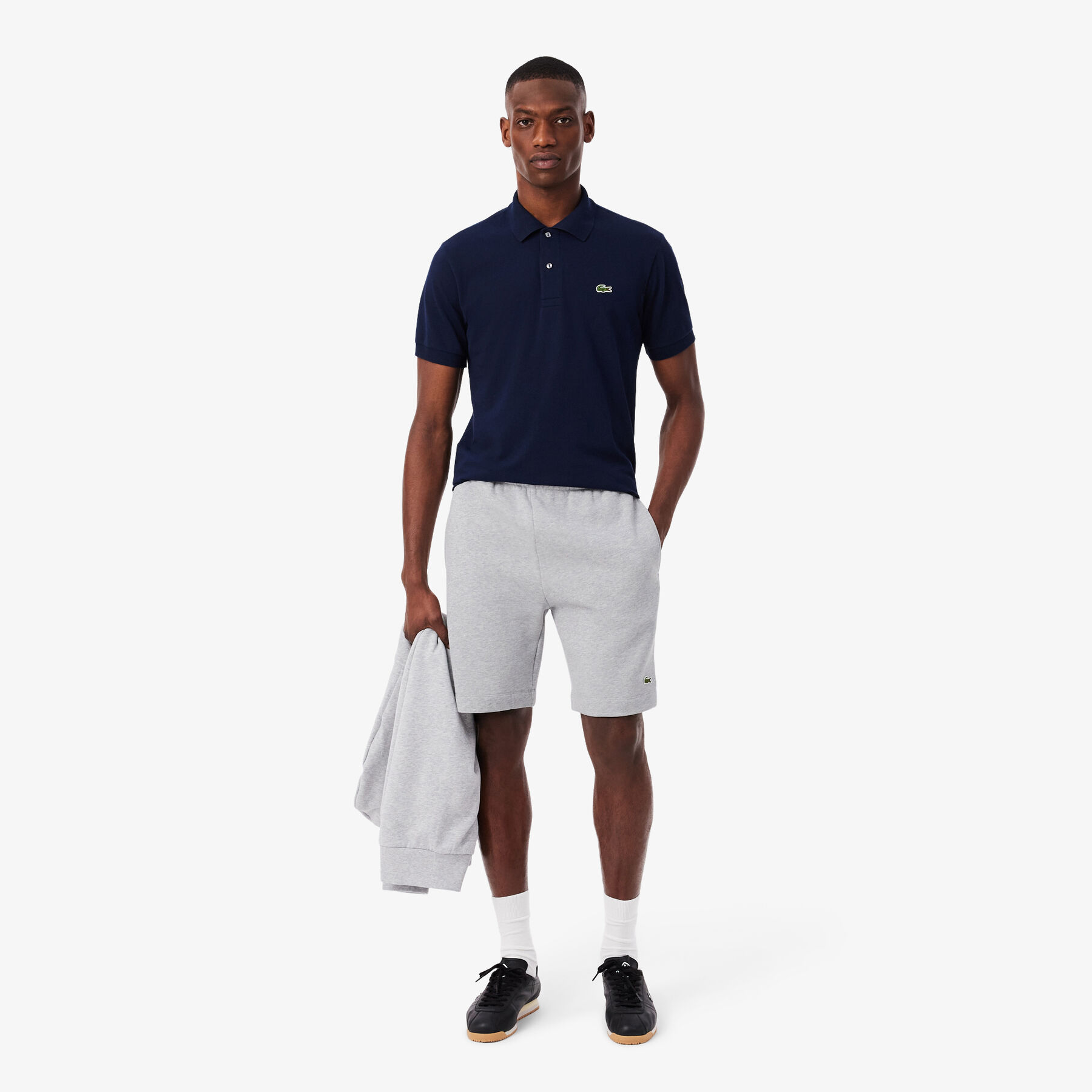 lacoste regular fit fleece shorts