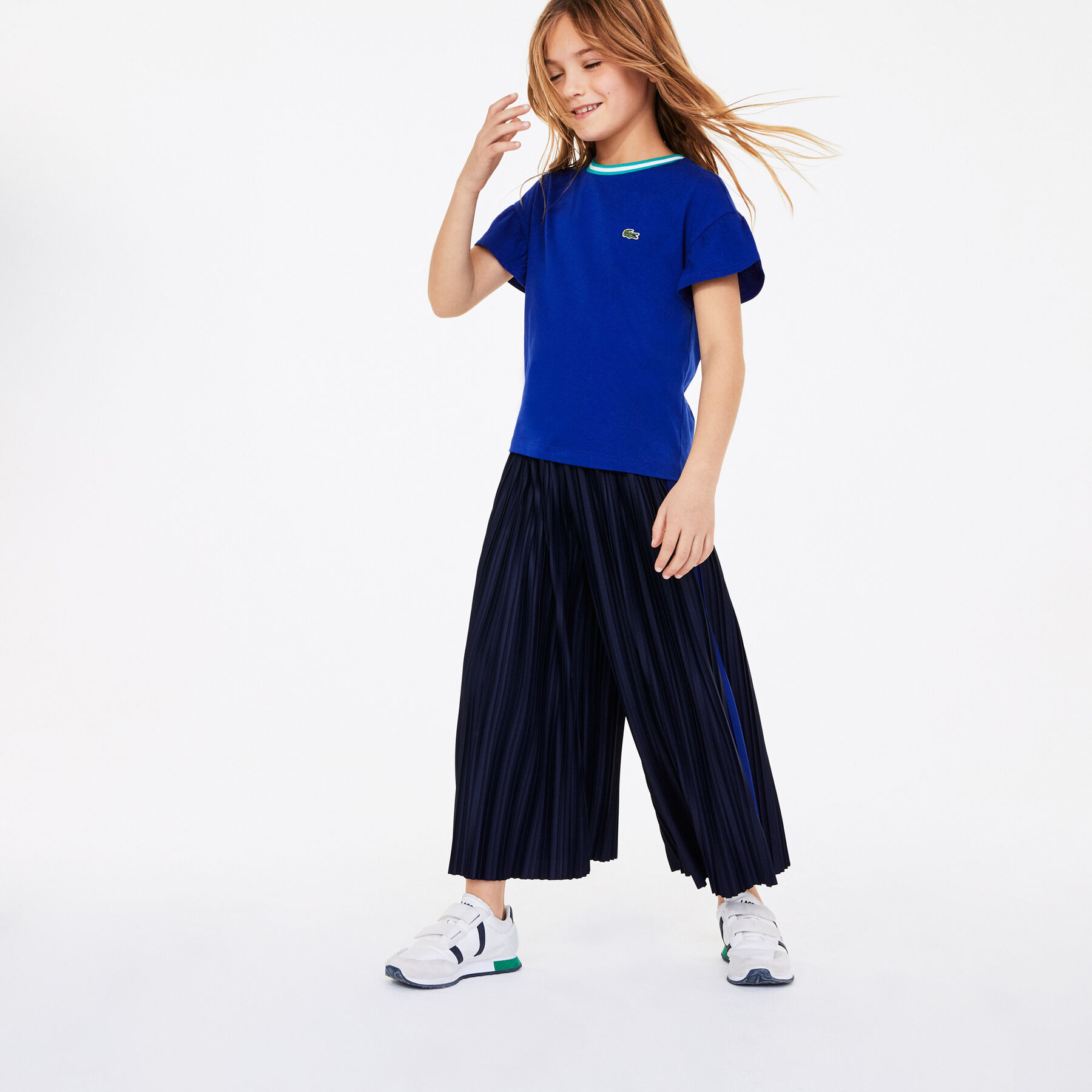 lacoste girls  flared pleated knit pants