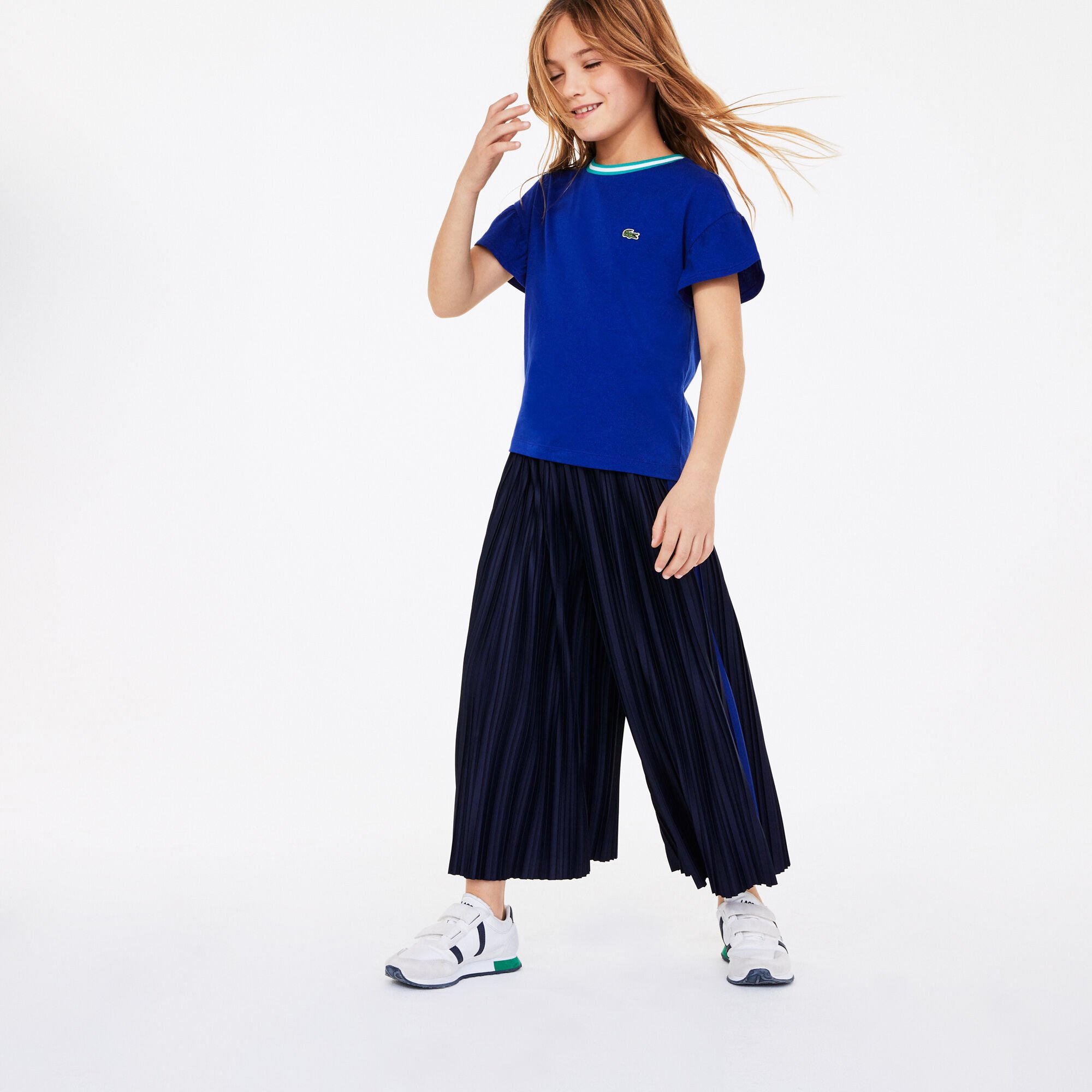 Girls' Flared Pleated Knit Pants