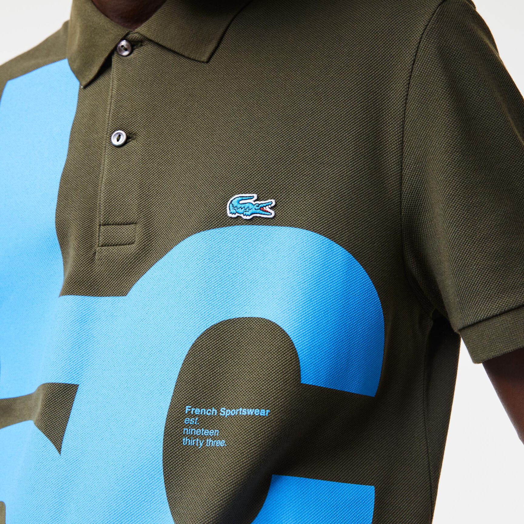 Men's Regular Fit Contrast Lettering Petit Piqu&eacute; Polo