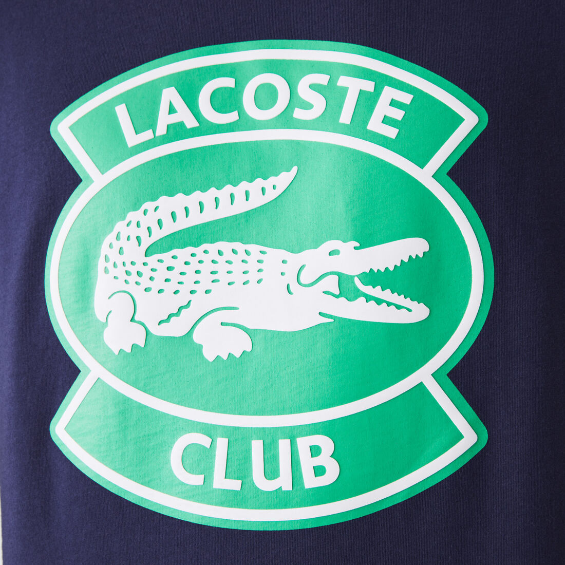 تي شيرت قطني للرجال بفتحة رقبة مستديرة وشارة Lacoste Club بالحجم الكبير تي شيرت قطني للرجال بفتحة رقبة مستديرة وشارة Lacoste Club بالحجم الكبير