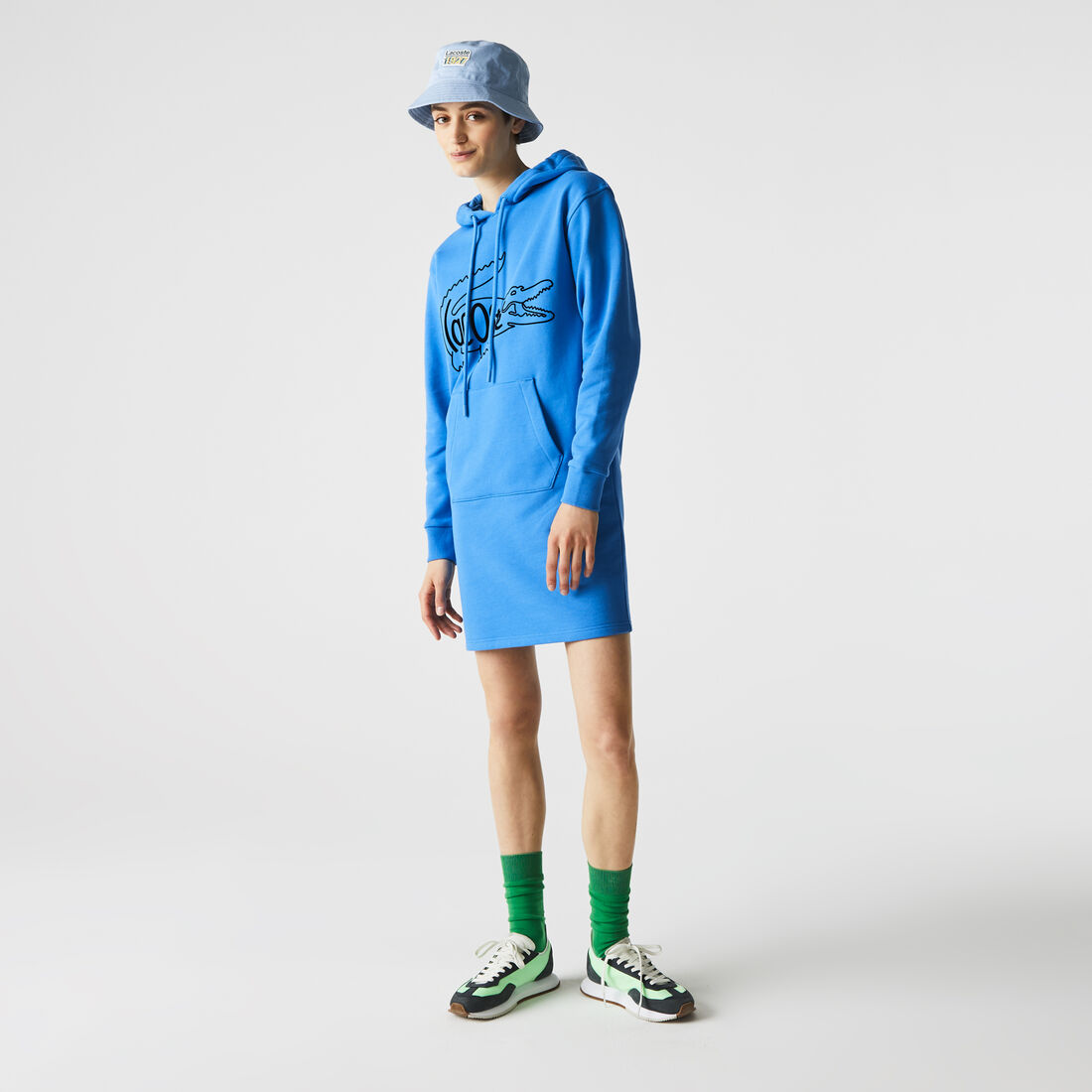 Women’s Oversized Crocodile Print Cotton Fleece Sweatshirt Dress