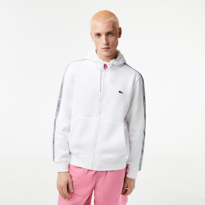 Men’s Classic Fit Zipped Hoodie with Brand Stripes