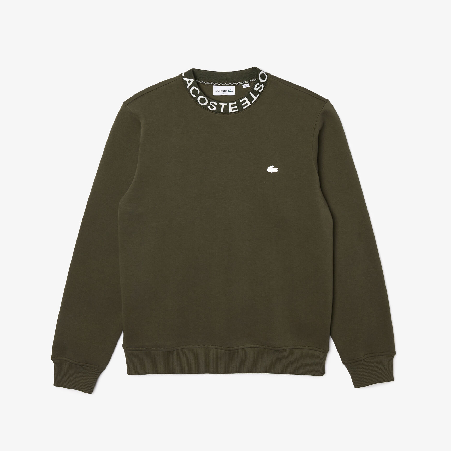 Men’s Lacoste Lettered Crew Neck Cotton Blend Sweatshirt