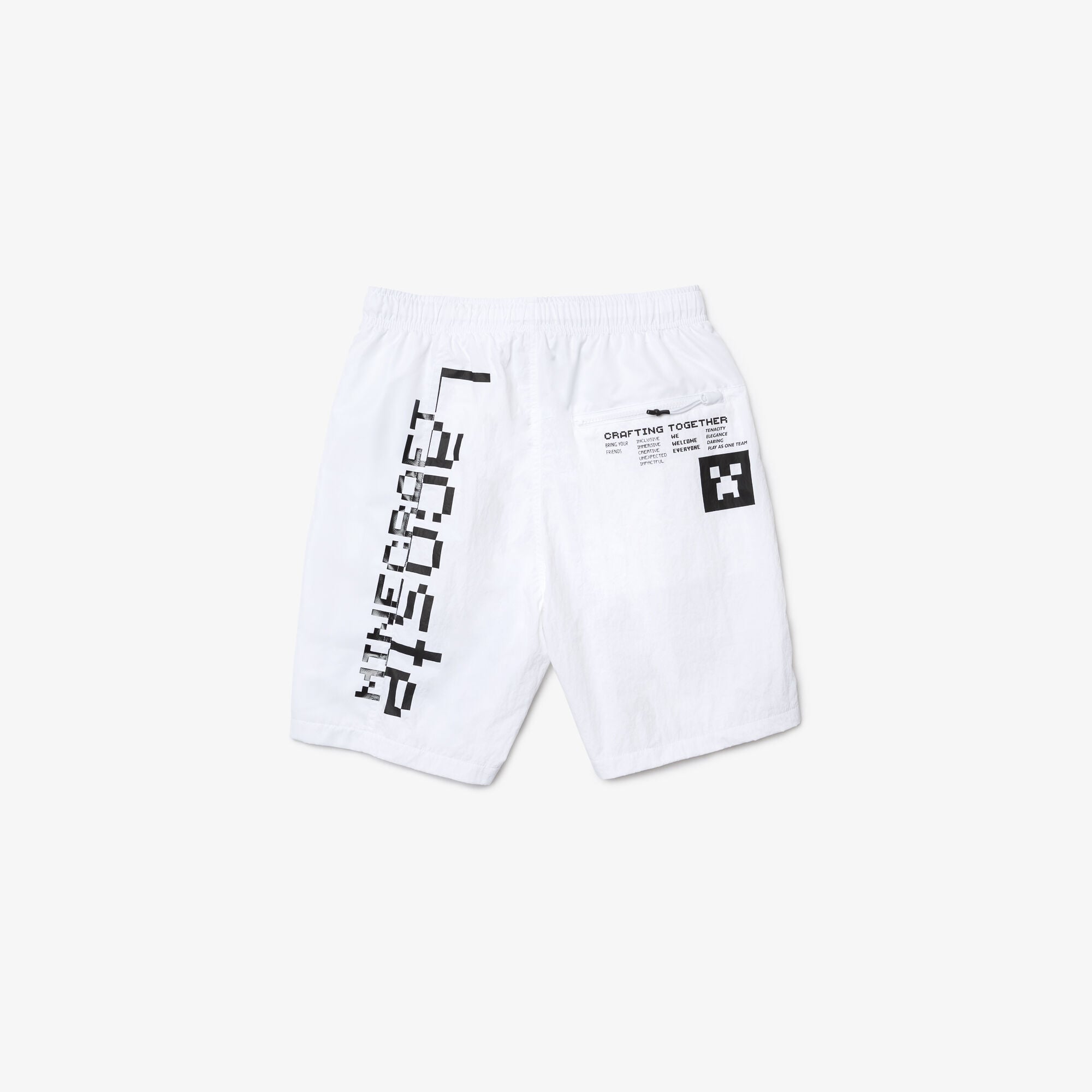 Unisex Lacoste L!VE x Minecraft Nylon Bermuda Shorts, White
