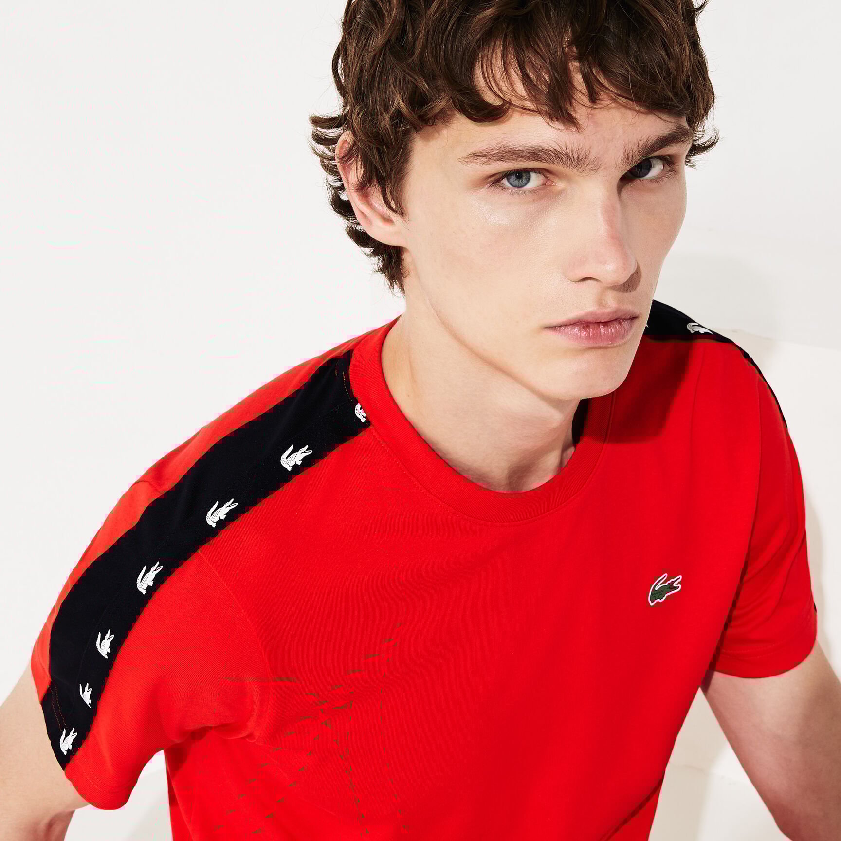 Men's Lacoste SPORT Crocodile Striped Breathable Piqué T-shirt Men's Lacoste SPORT Crocodile Striped Breathable Piqué T-shirt