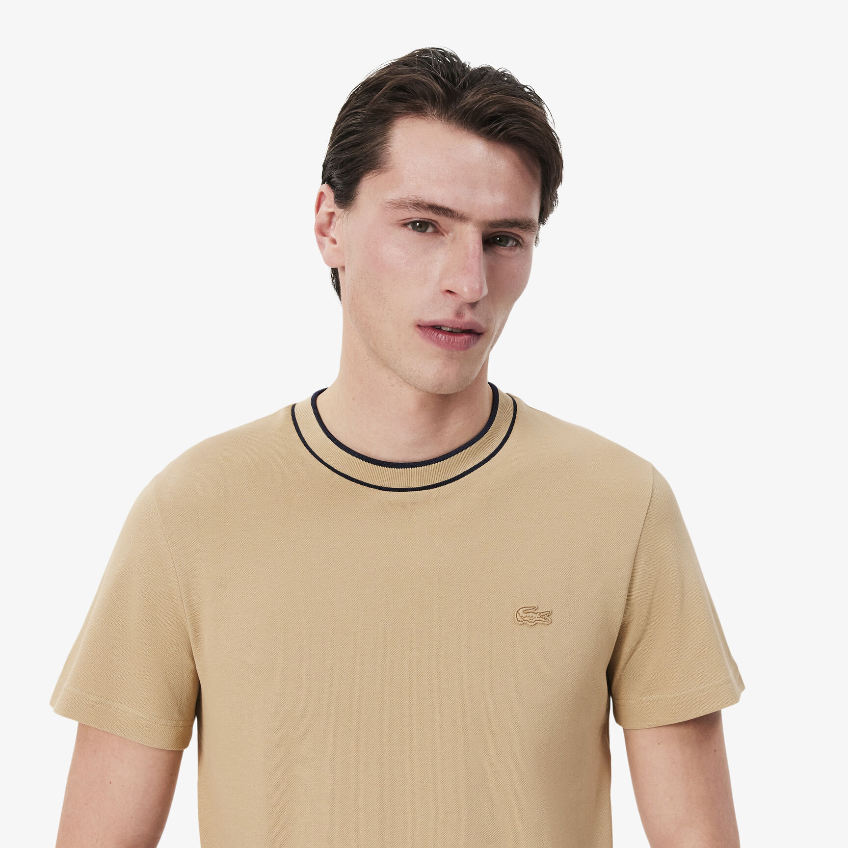 Stretch Pique Stripe Collar T-shirt Stretch Pique Stripe Collar T-shirt