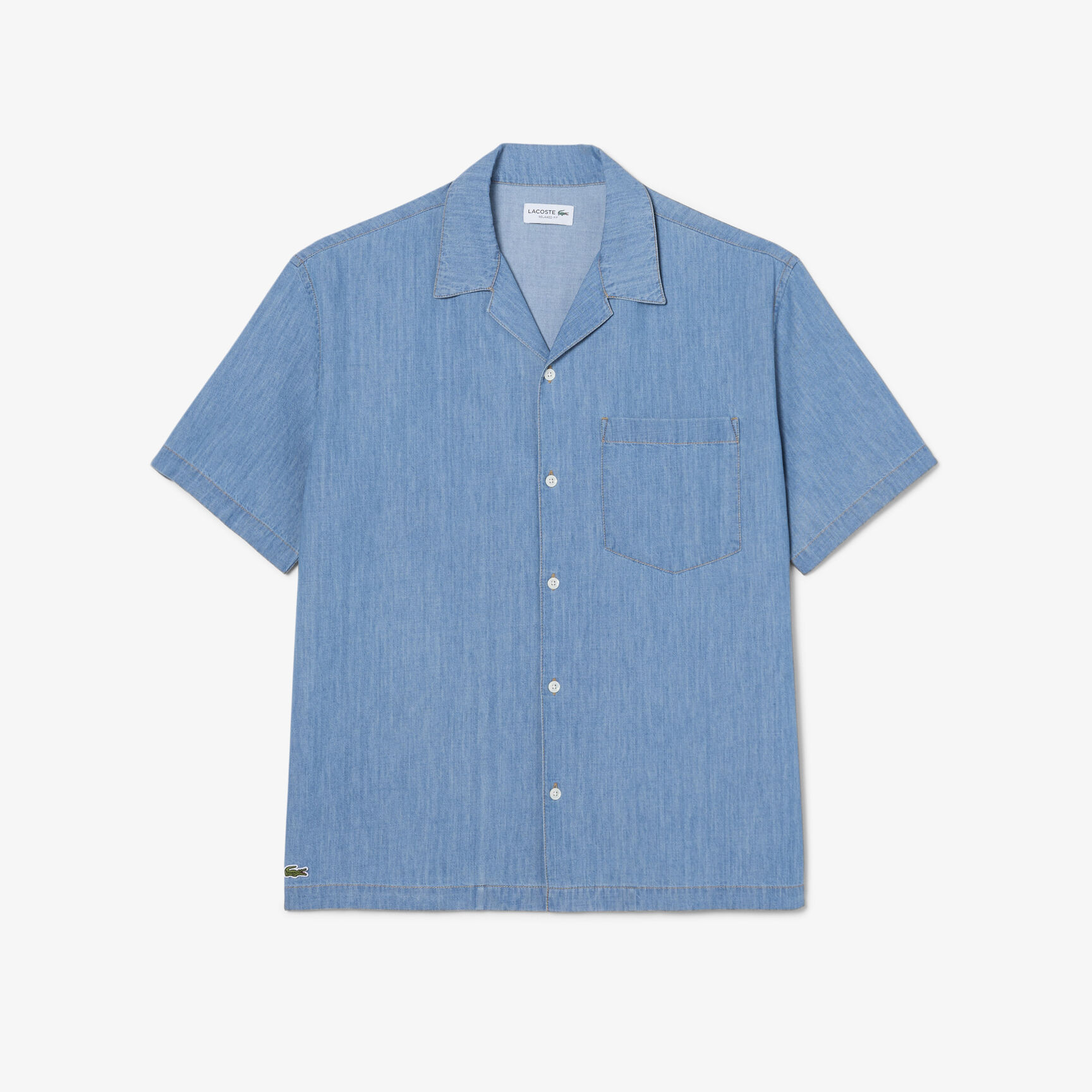 Relaxed Fit Open Neck Denim Shirt
