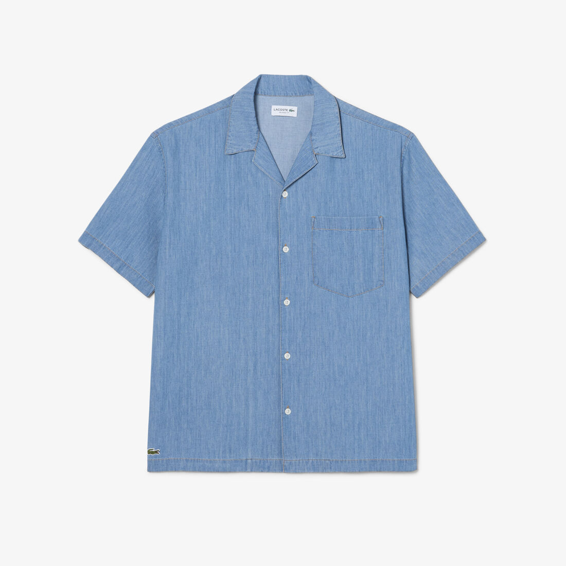 Relaxed Fit Open Neck Denim Shirt Relaxed Fit Open Neck Denim Shirt