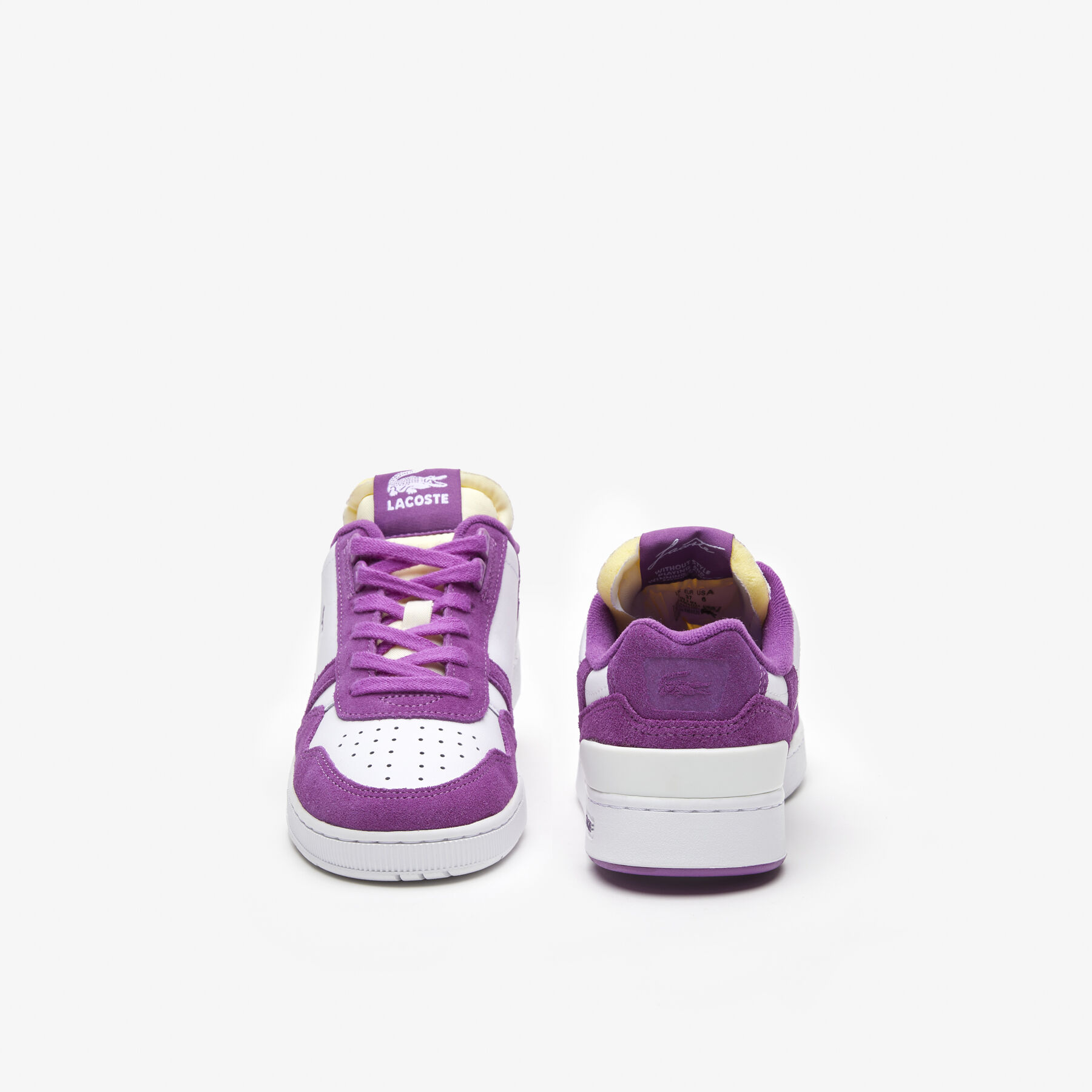 women s lacoste t clip leather bi colour trainers