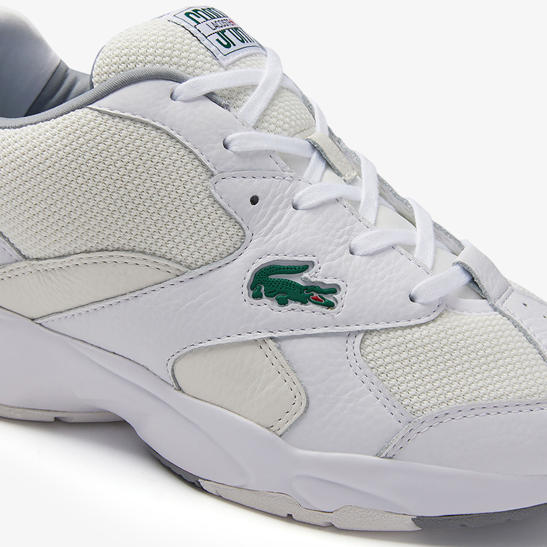 lacoste men s storm 96 leather and textile trainers