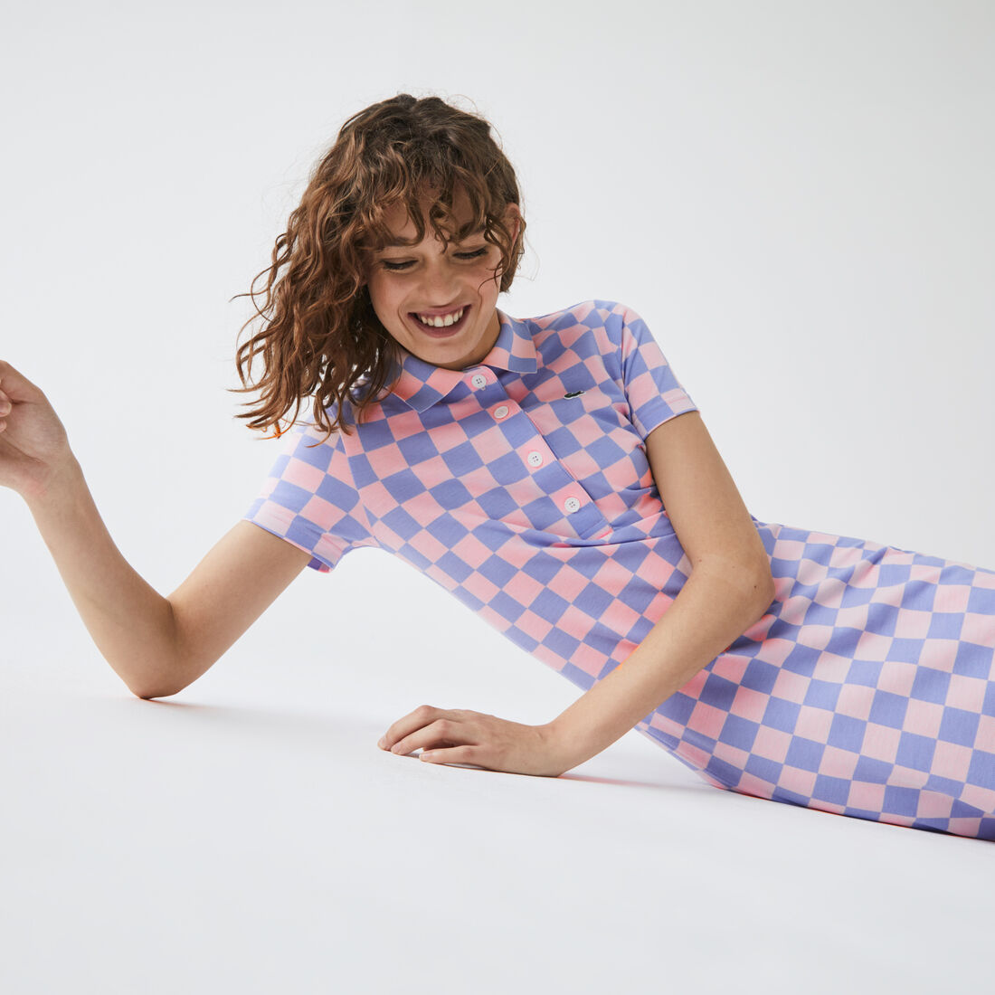 Women’s Lacoste LIVE Checkerboard Pattern Cotton Piqué Polo Dress Women’s Lacoste LIVE Checkerboard Pattern Cotton Piqué Polo Dress