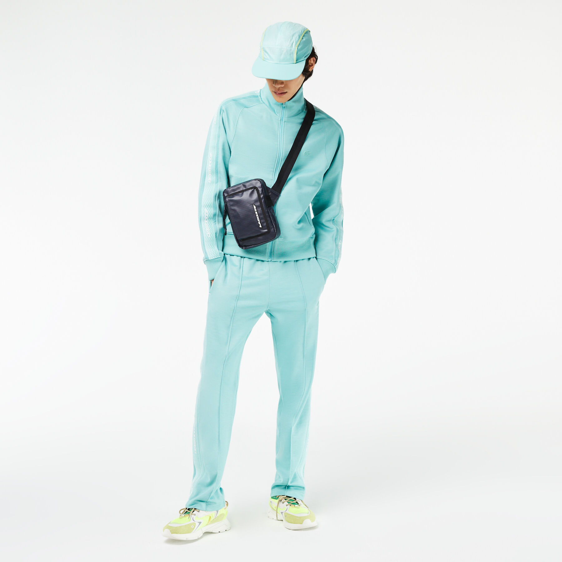 men s lacoste zipped contrast detail satchel