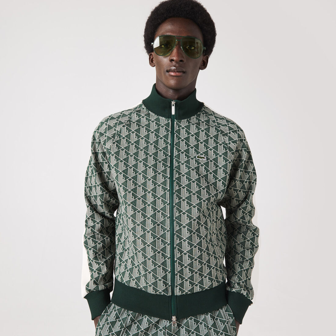 Men's Regular Fit Monogram Print Zip Sweatshirt